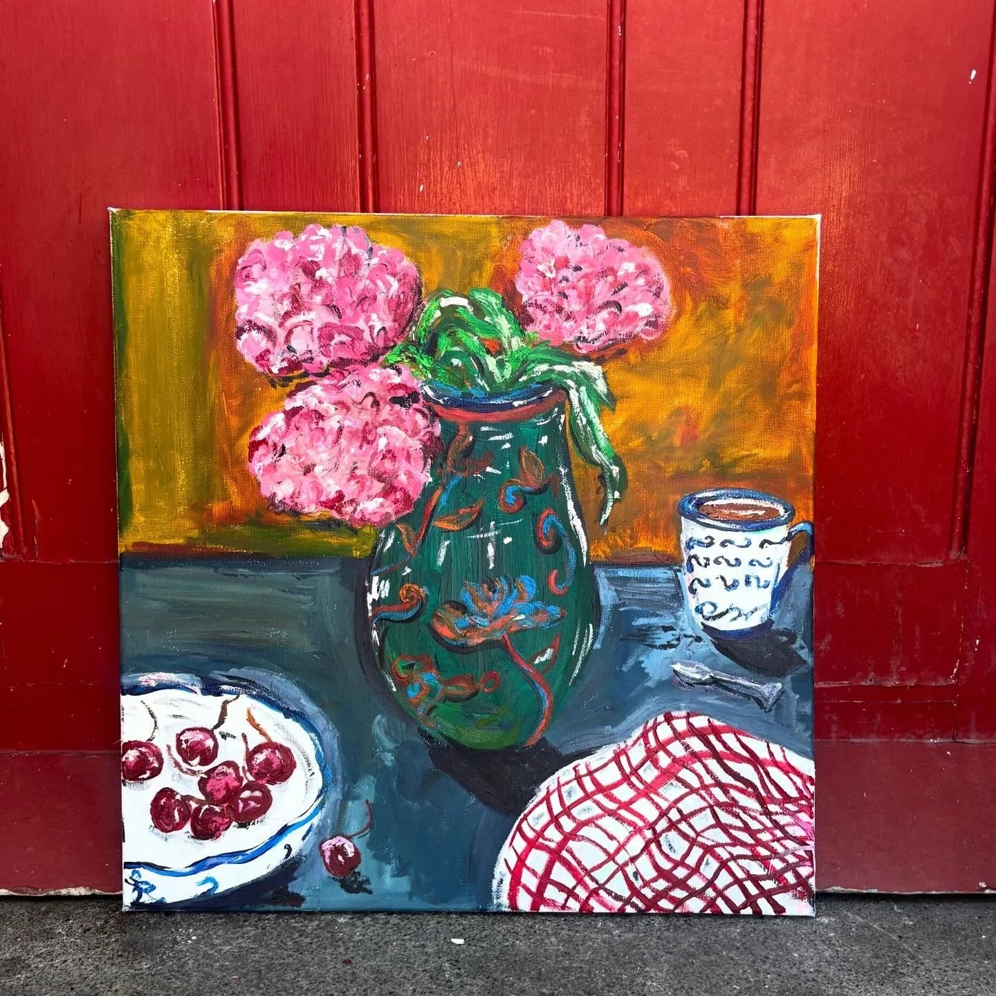 Cherries and peonies