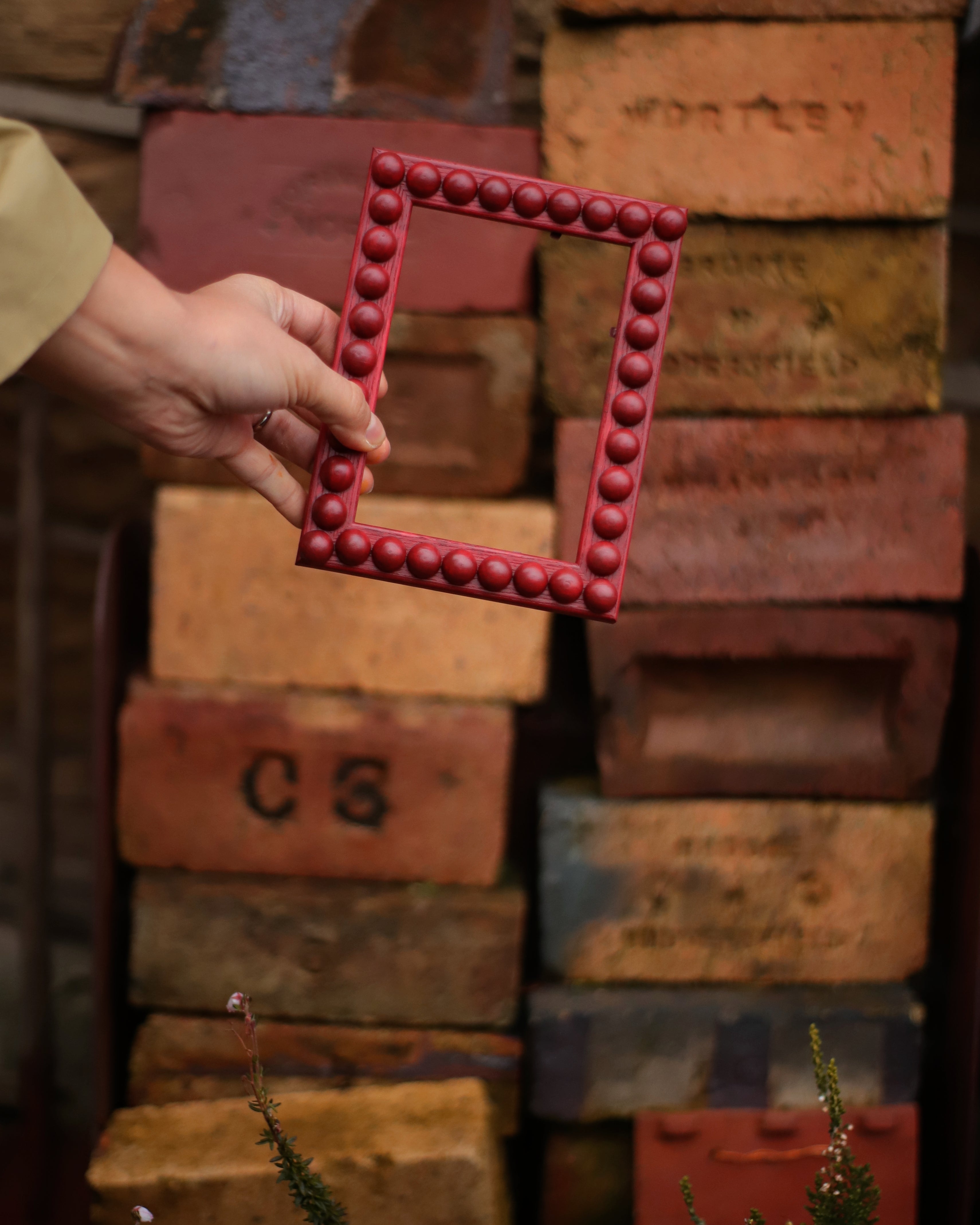 Brick Red Stained Bobbin Frame