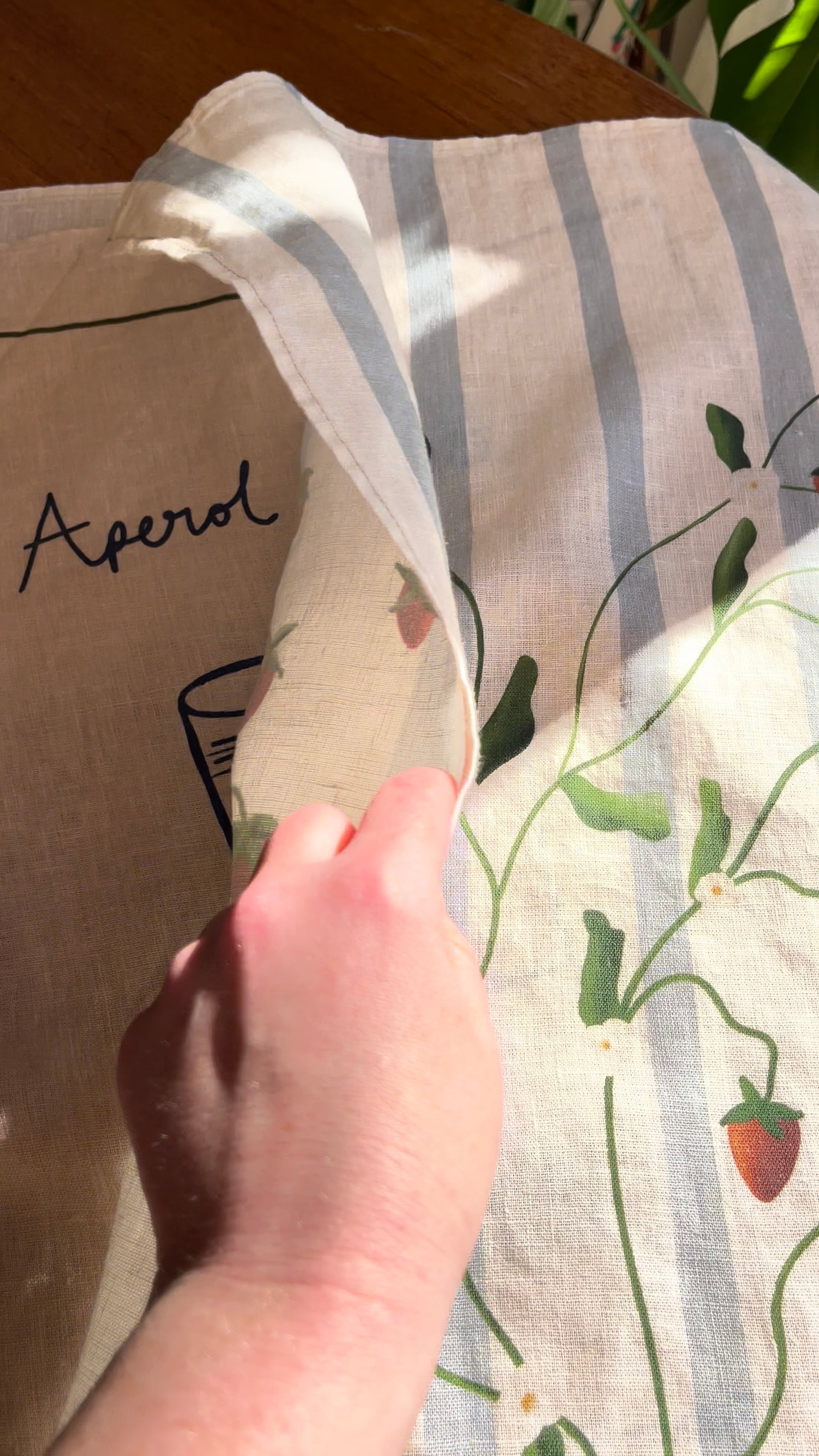 Linen Tea Towel Strawberry Vines