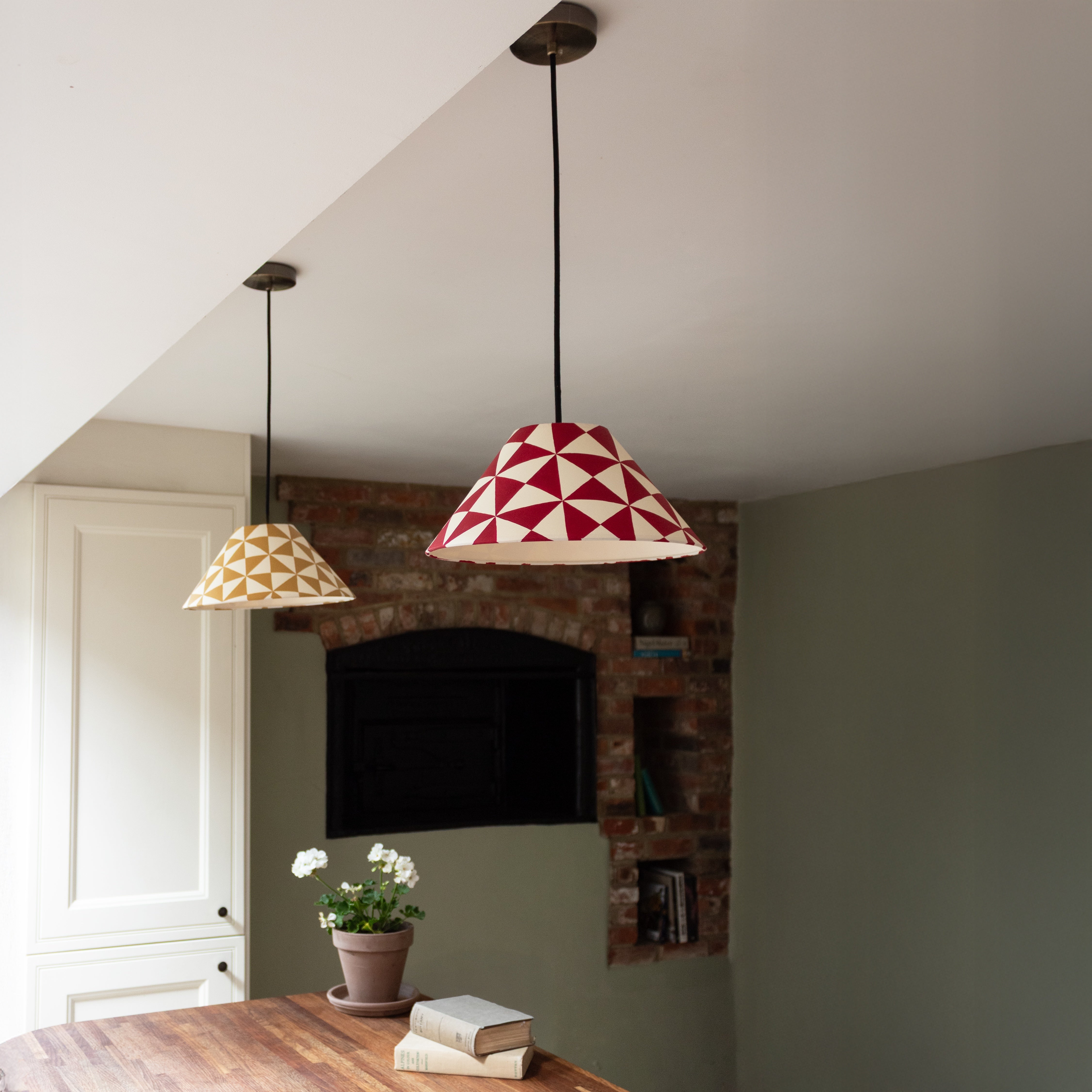 Geometric Handpainted Pendant | Mustard