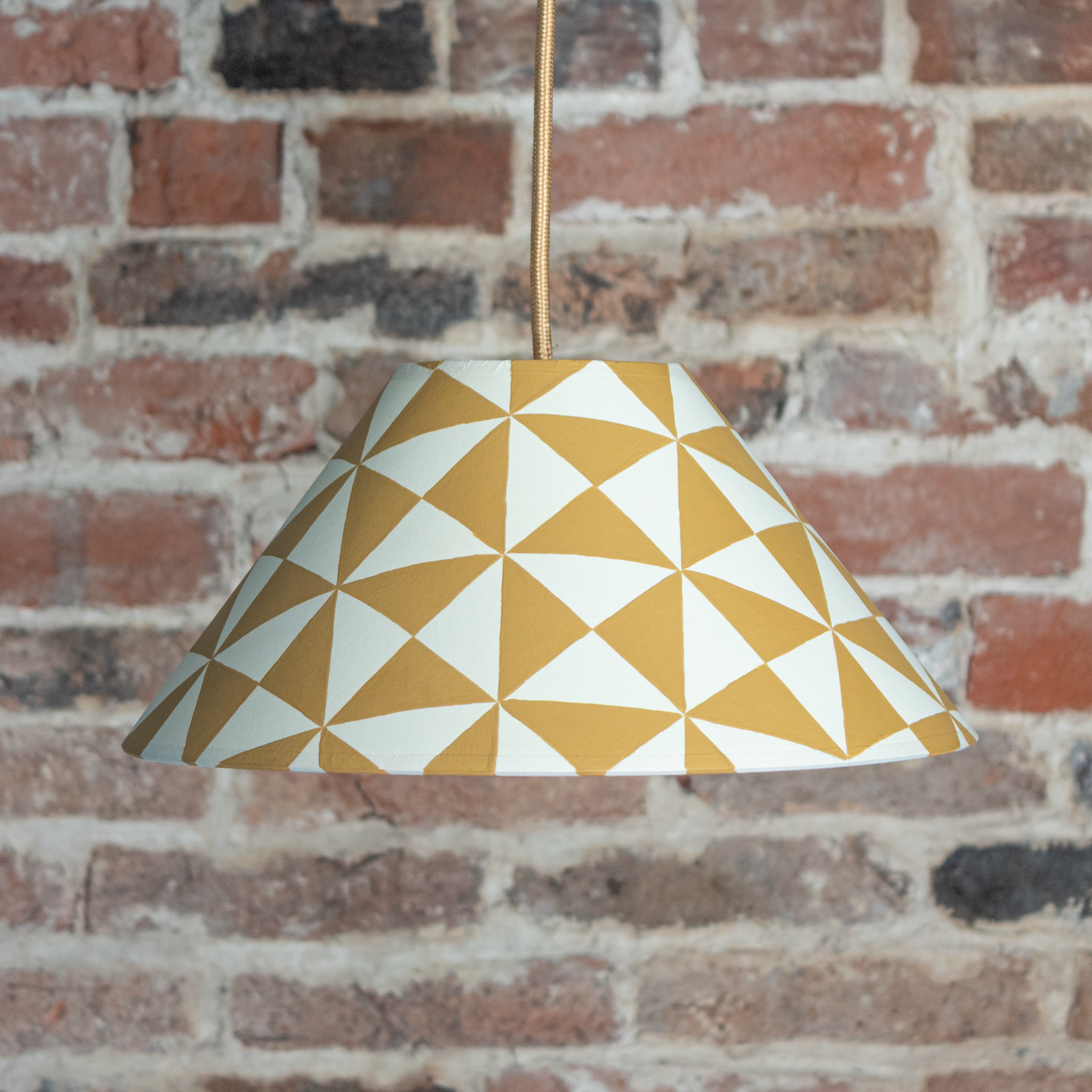 Geometric Handpainted Pendant | Mustard
