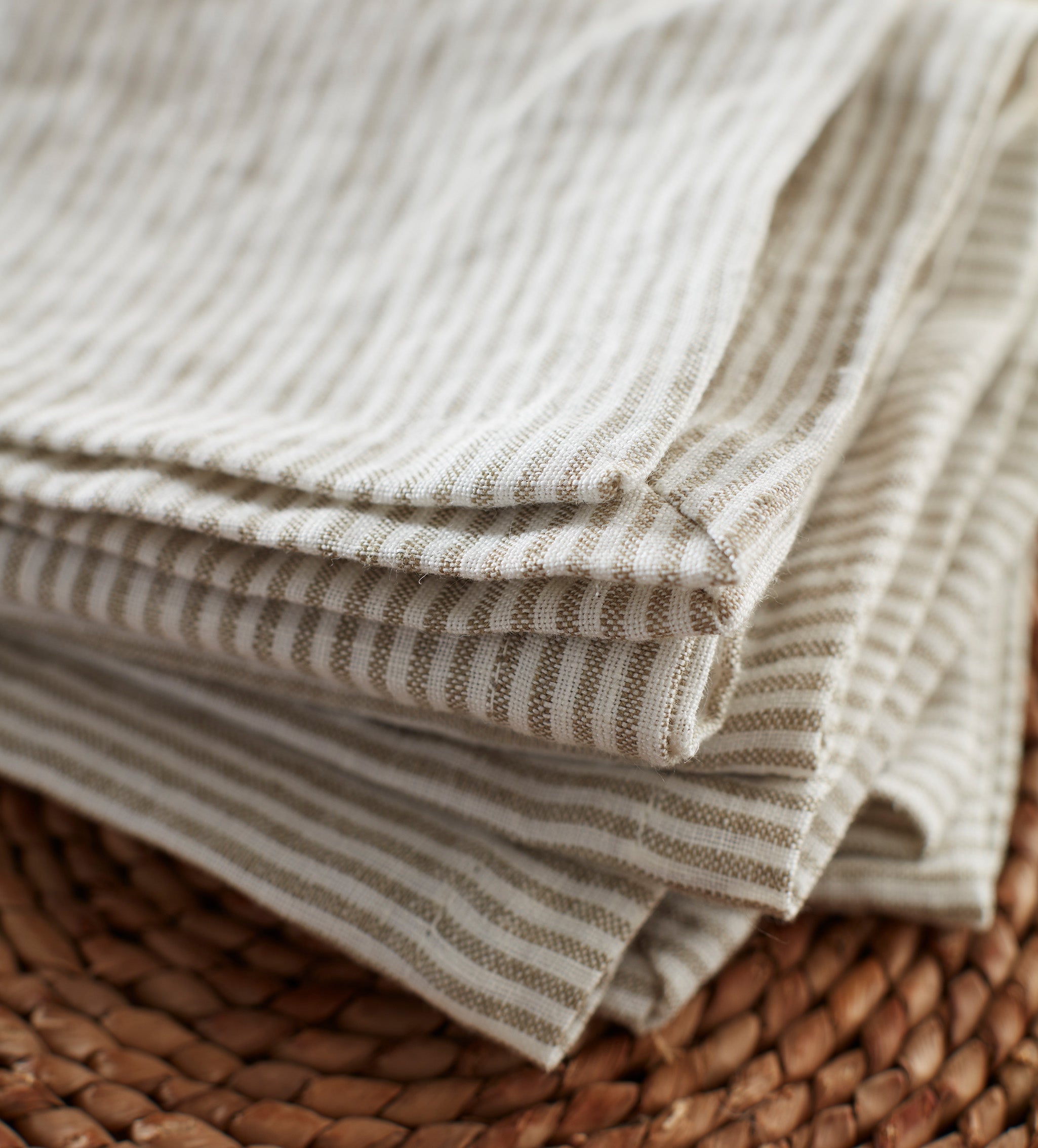 Natural Sid Stripe 100% Linen Napkins - Set of 4