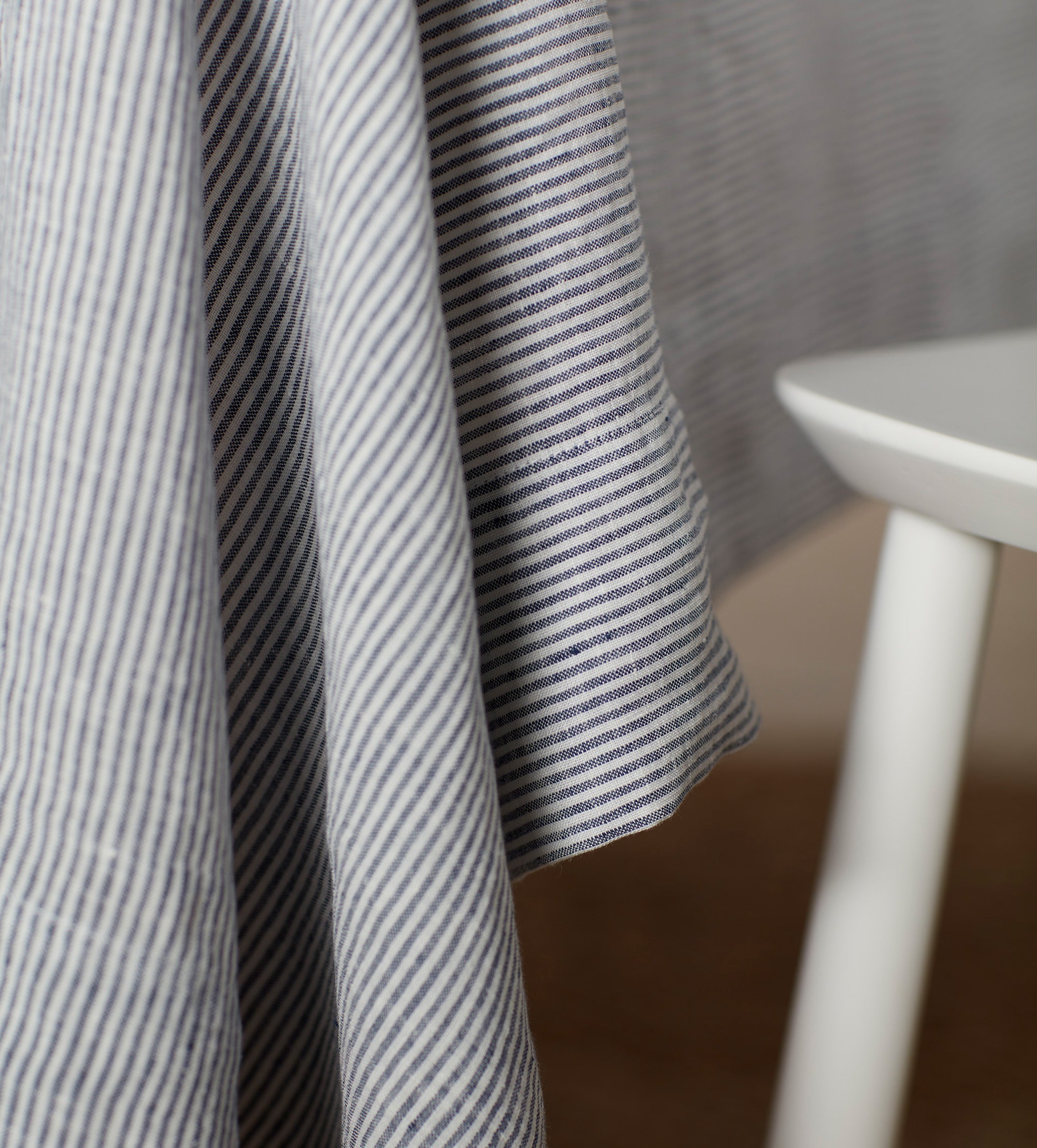 French Blue Sid Stripe 100% Linen Tablecloth