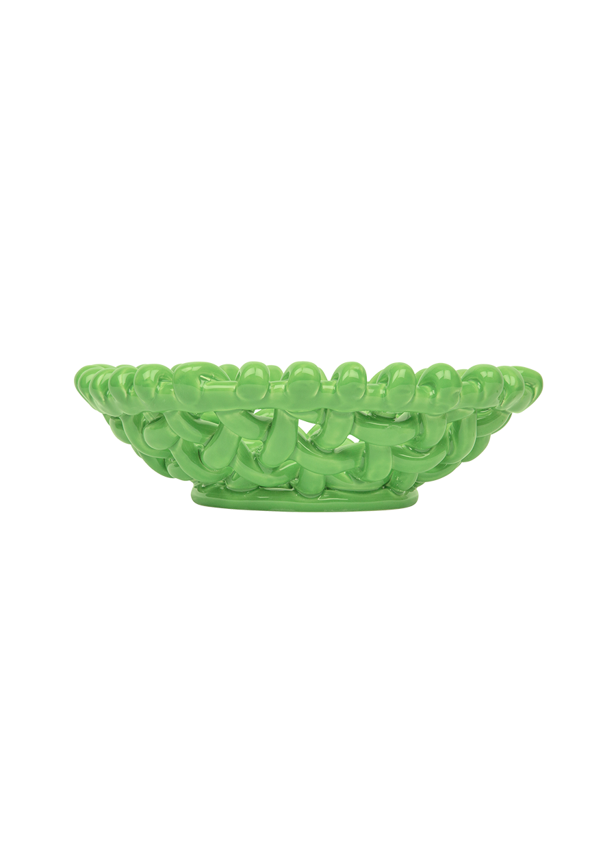 Apple Green Basketweave Bowl | Small