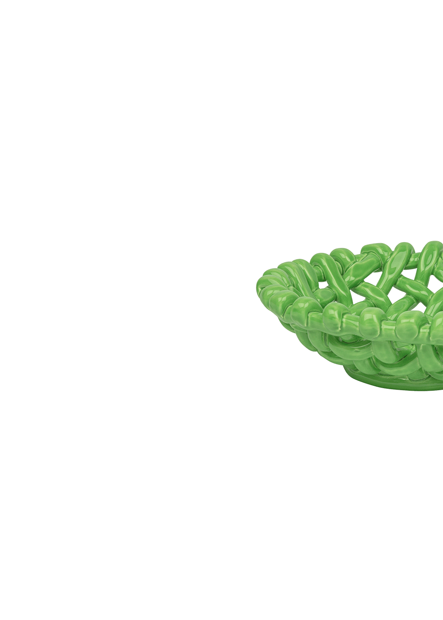 Apple Green Basketweave Bowl | Small