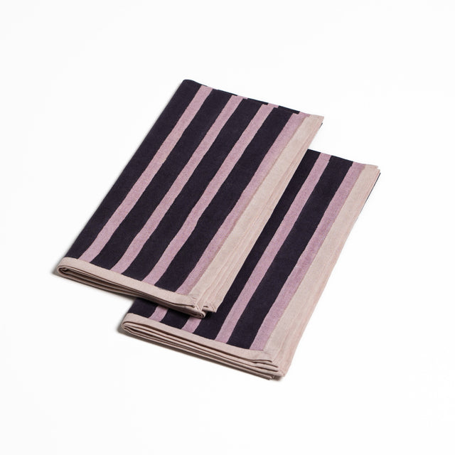 Aubergine & Mauve Block Stripe Napkins | Set of 2