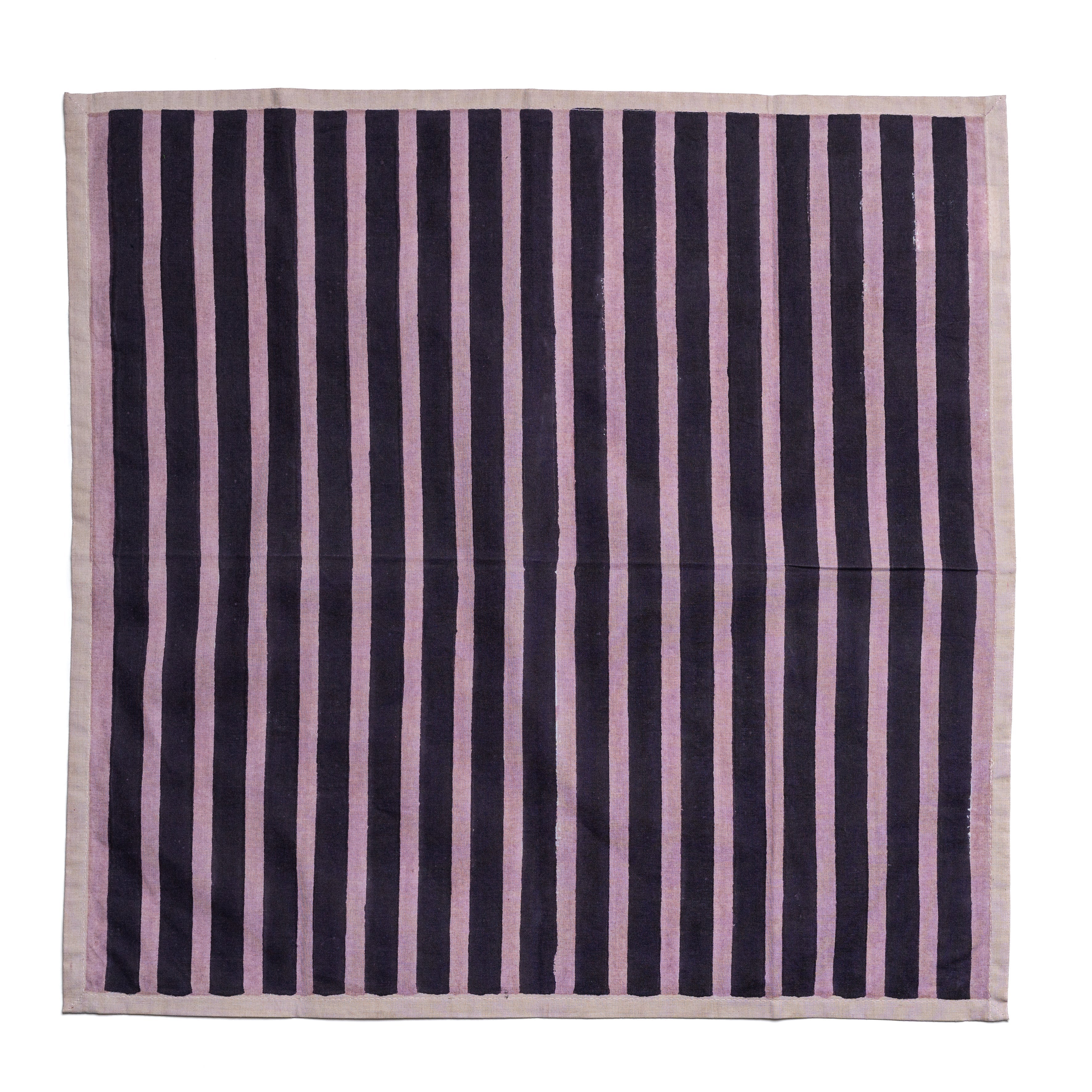 Block Stripe Napkins - Aubergine / Mauve