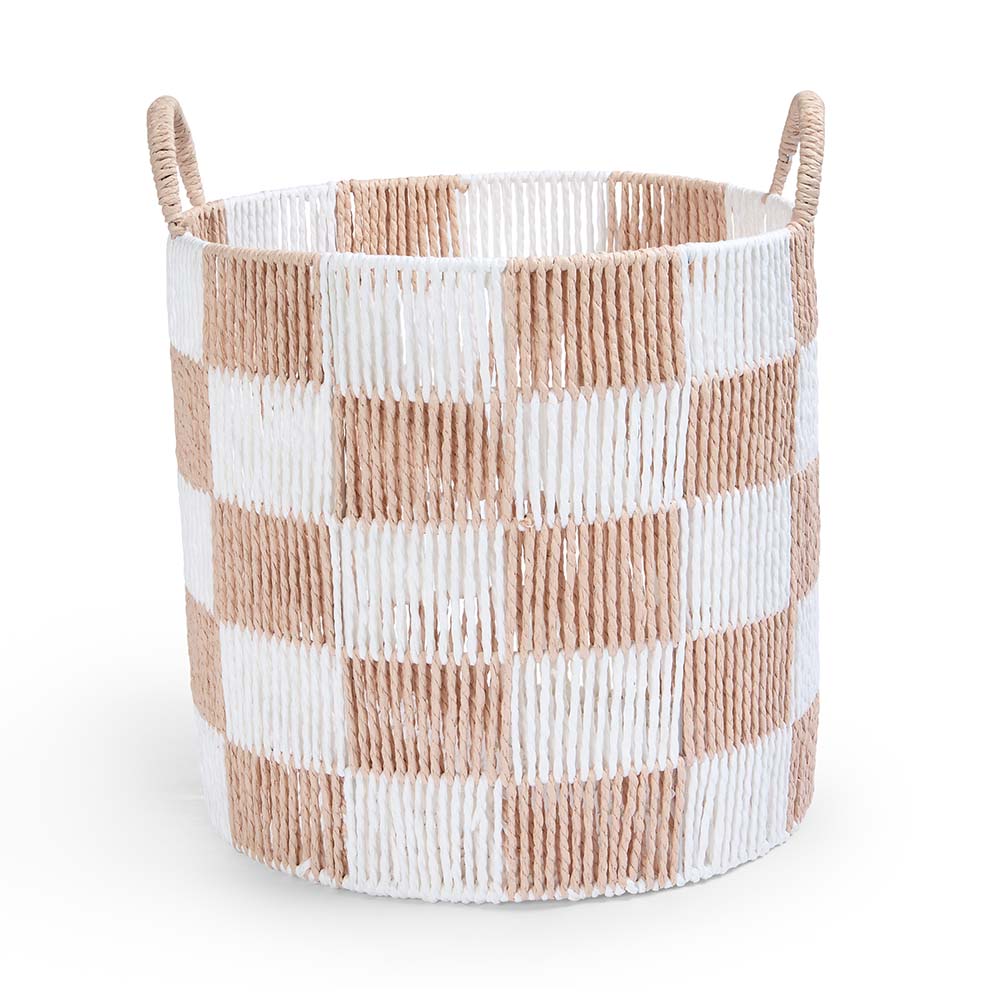 Checkerboard Storage Basket Large - Nude