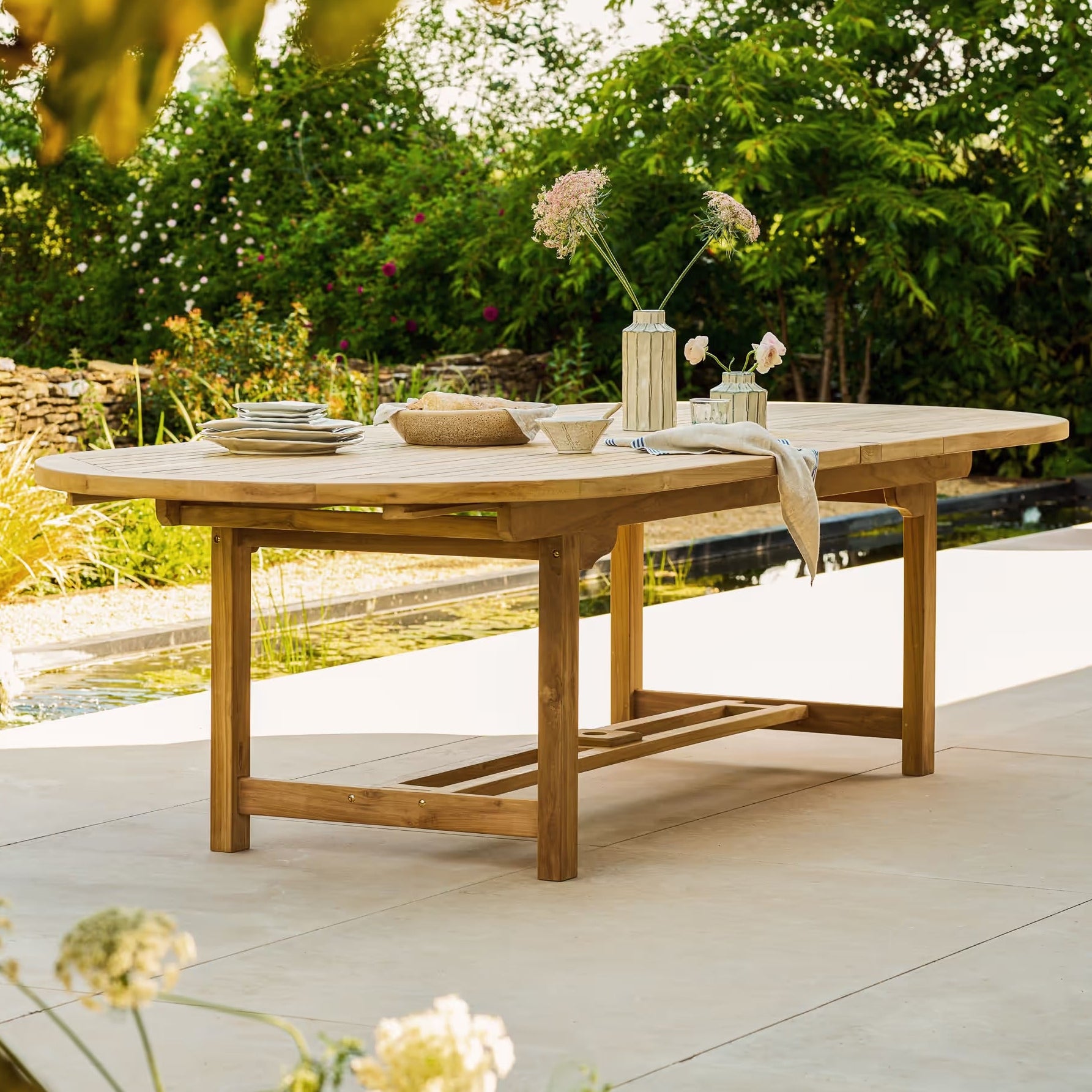 Avon Teak Oval Extending Dining Table