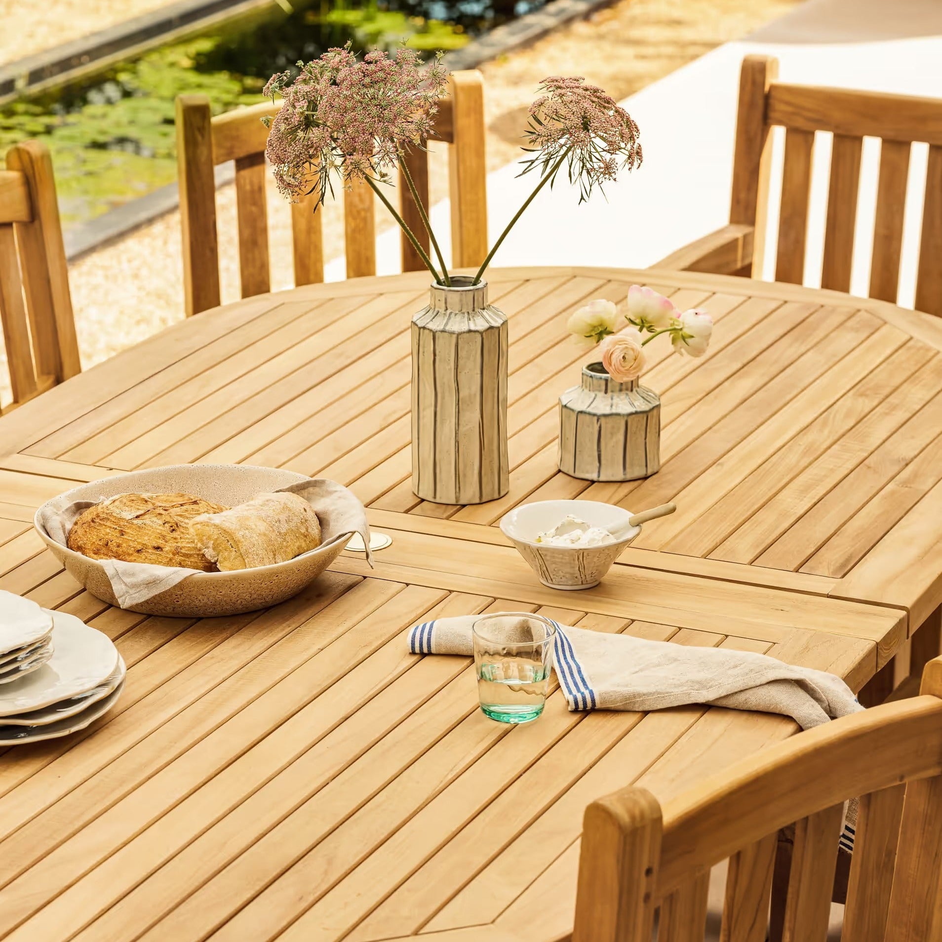 Avon Teak Oval Extending Dining Table