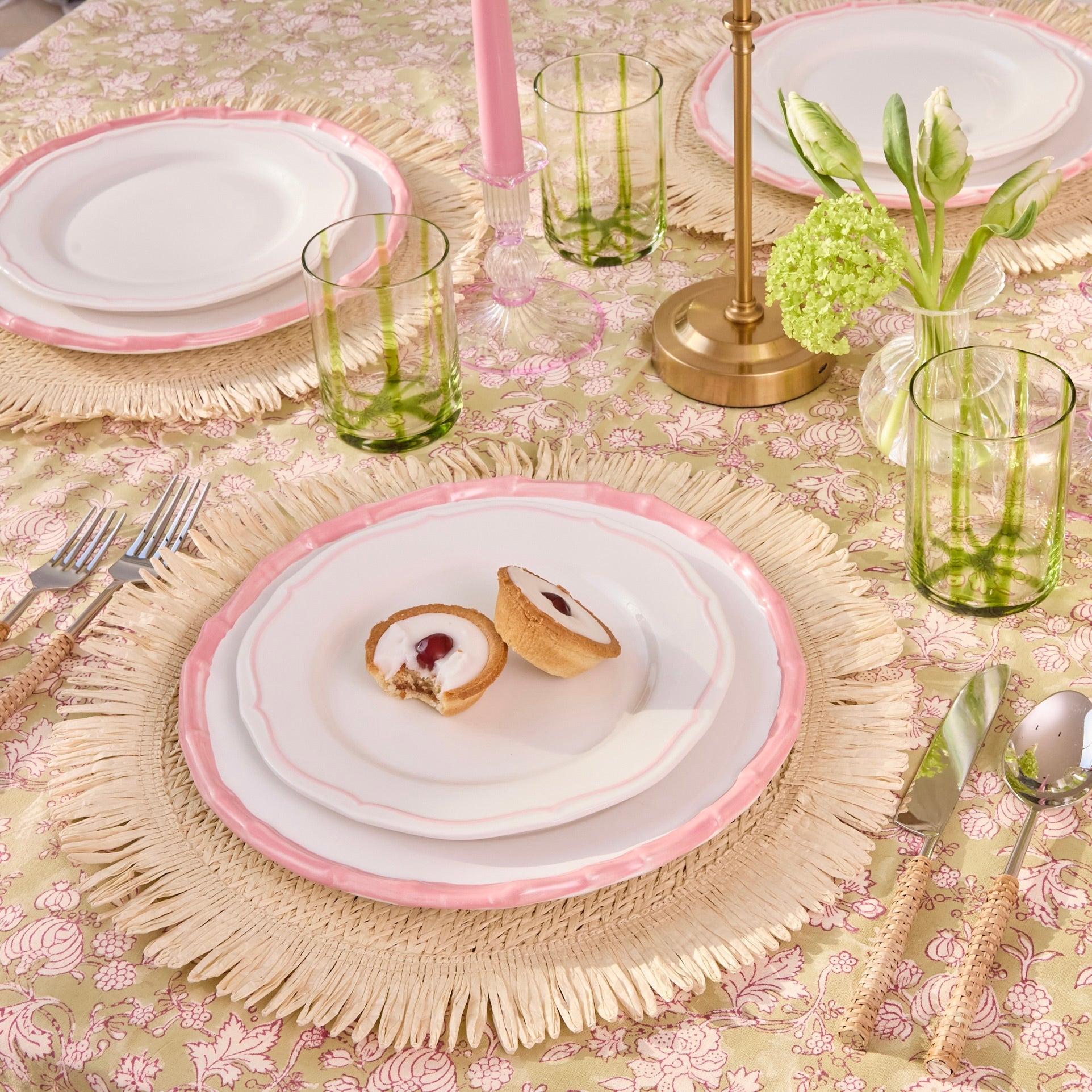Elia Woven Rattan Round Fringed Placemats (Set of 4)