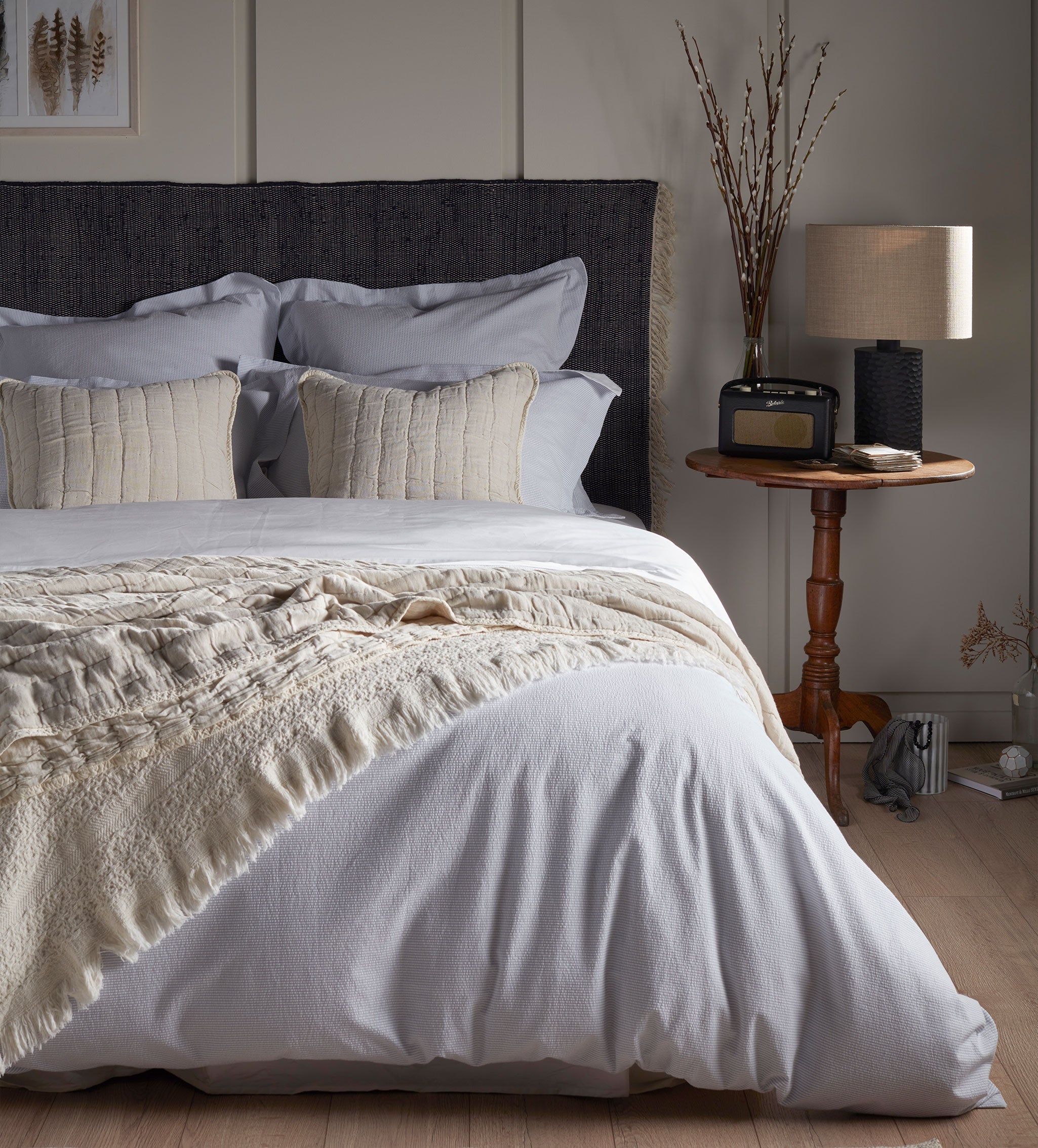 Natural Vivienne 100% Cotton Quilted Cushion Cover