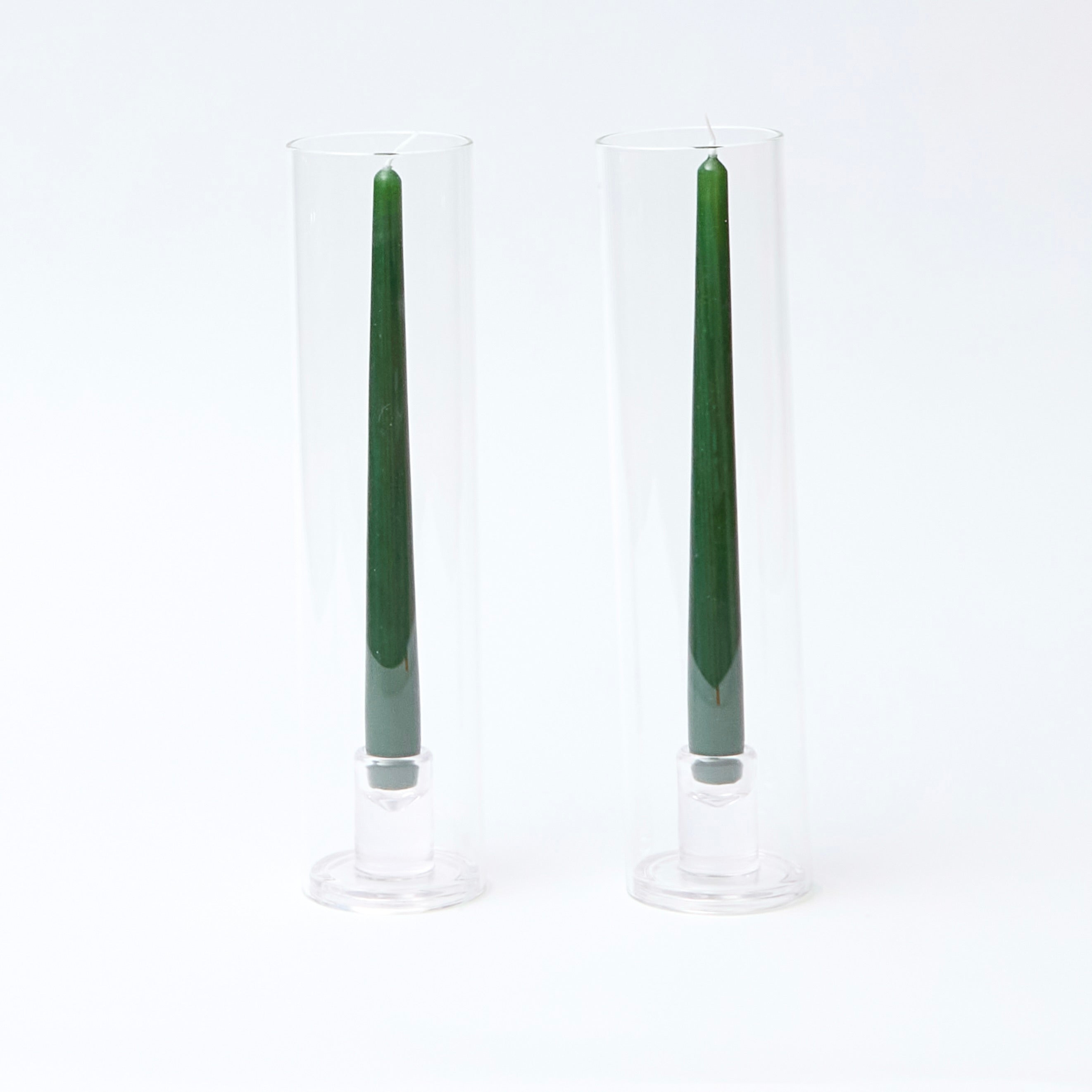 Glass Hurricane Lamp Candlesticks (Set of 2)