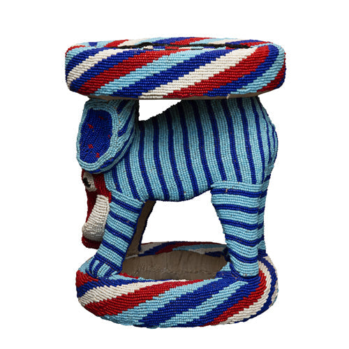 Elephant Bamileke Beaded Stool VII