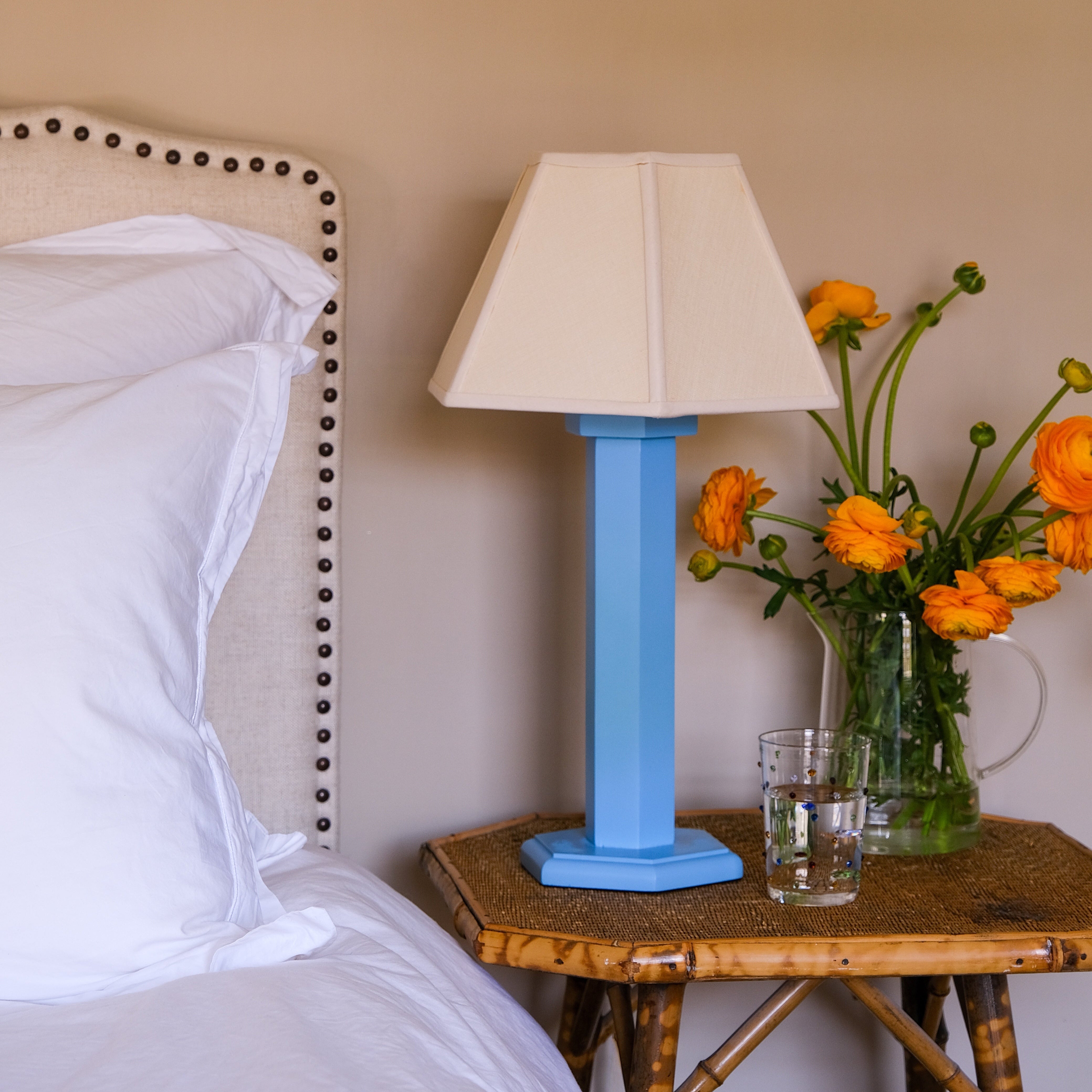 Hexagon Bedside Lamp - Beaufort Blue