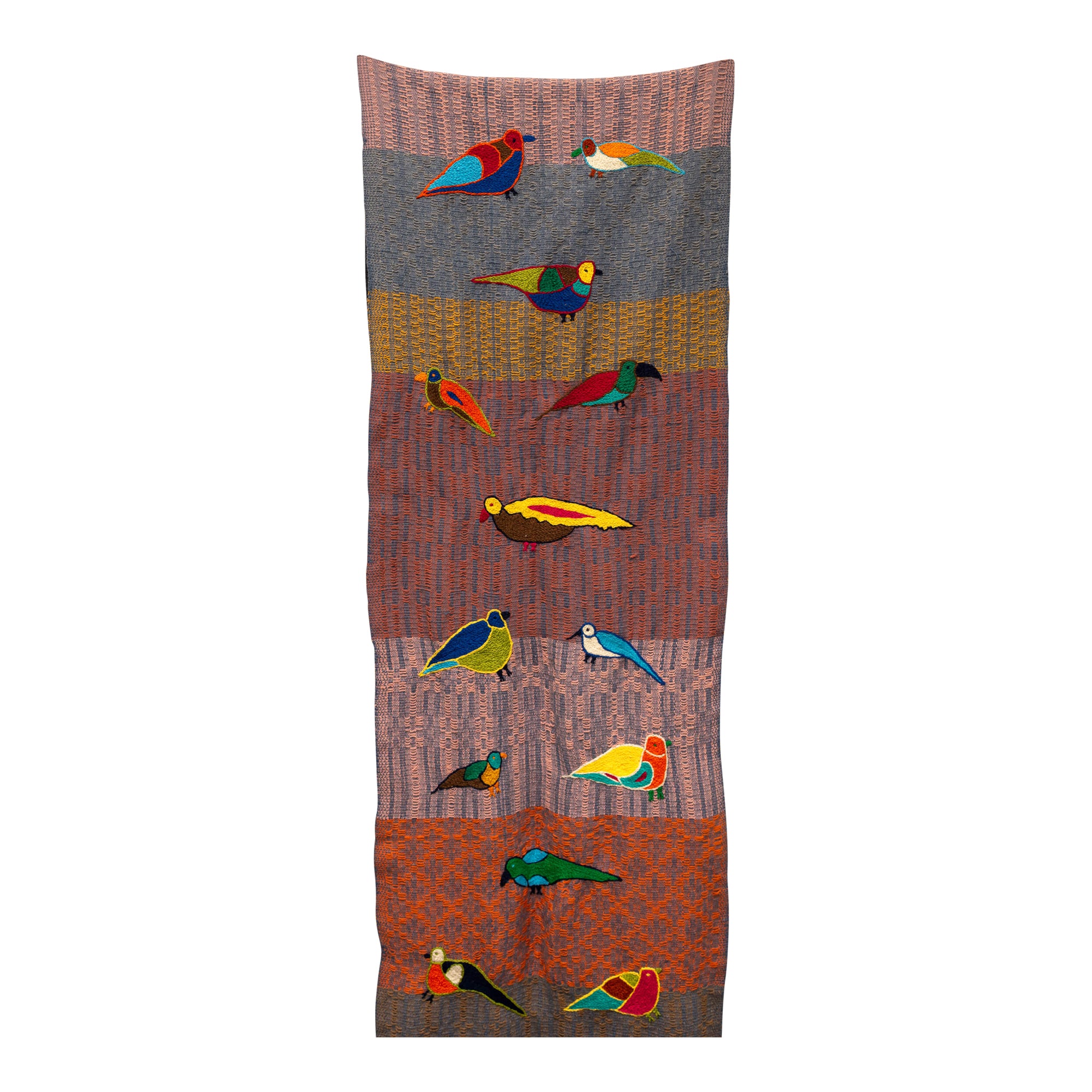 Birds Table Runner, Grey, 250 cm x 55 cm