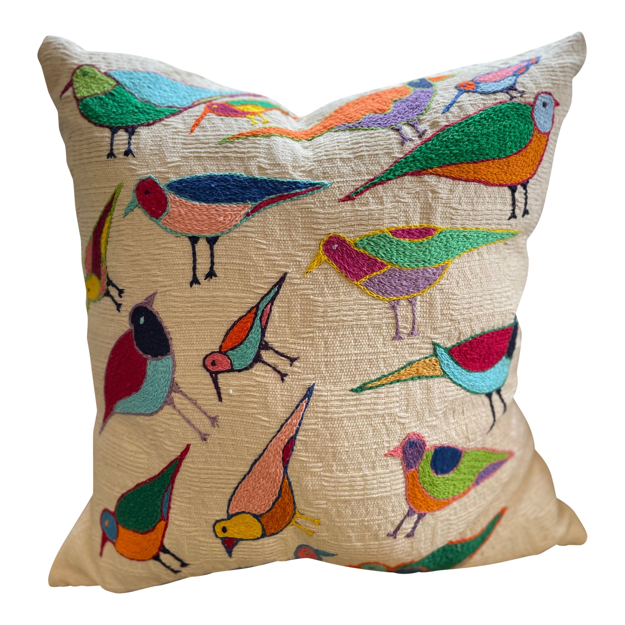 Birds in Off-White Large Cushion, 58 cm x 58 cm