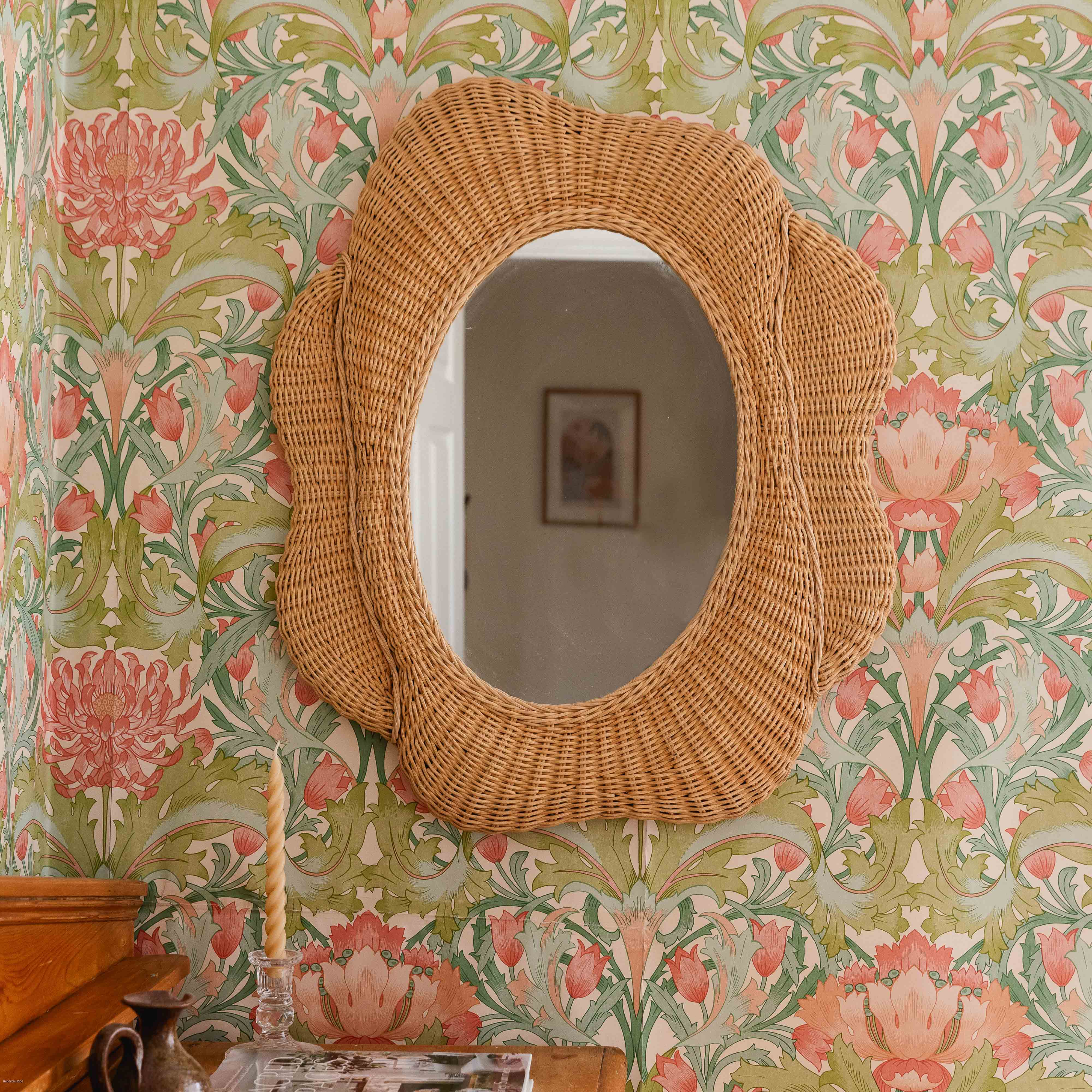 Blossom Oval Rattan Mirror