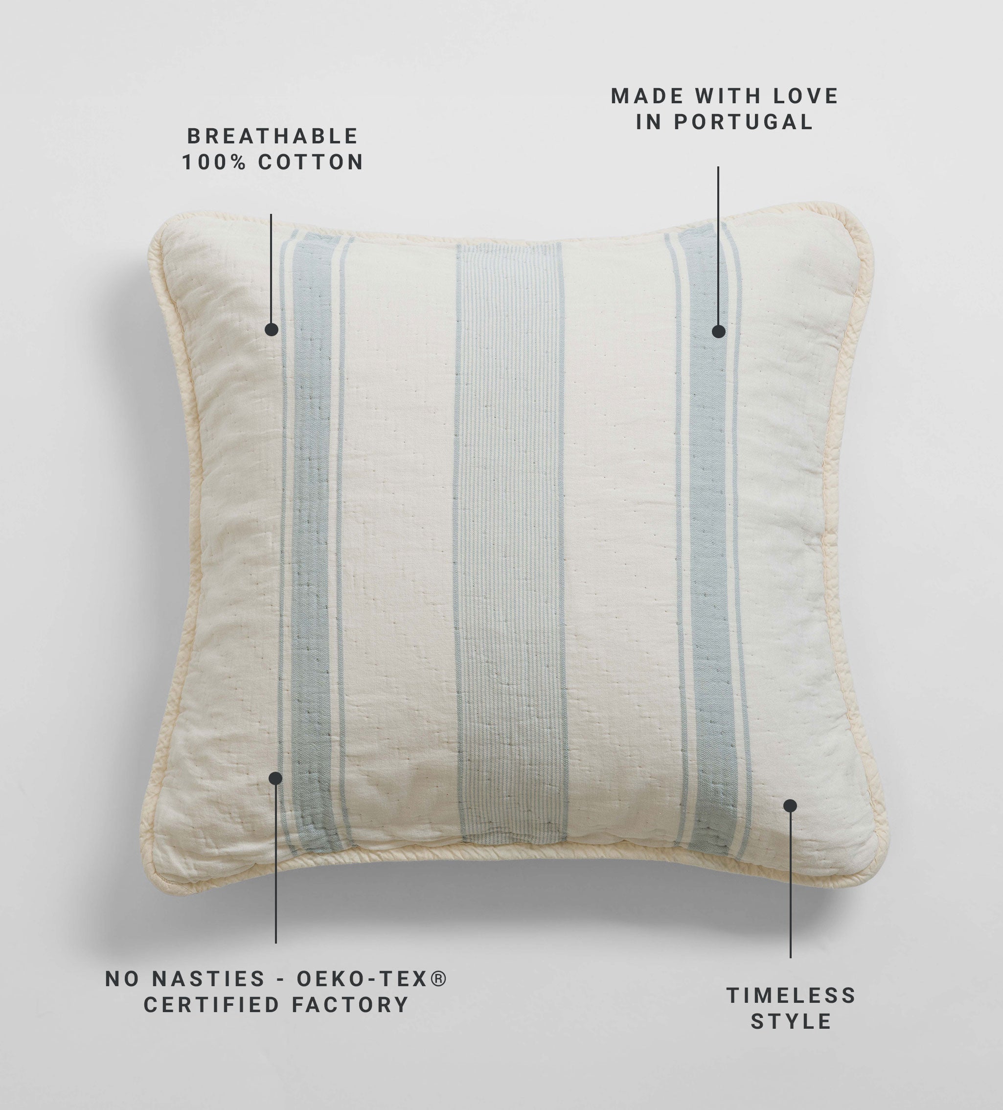 Blue Benji Stripe 100% Cotton Cushion Cover