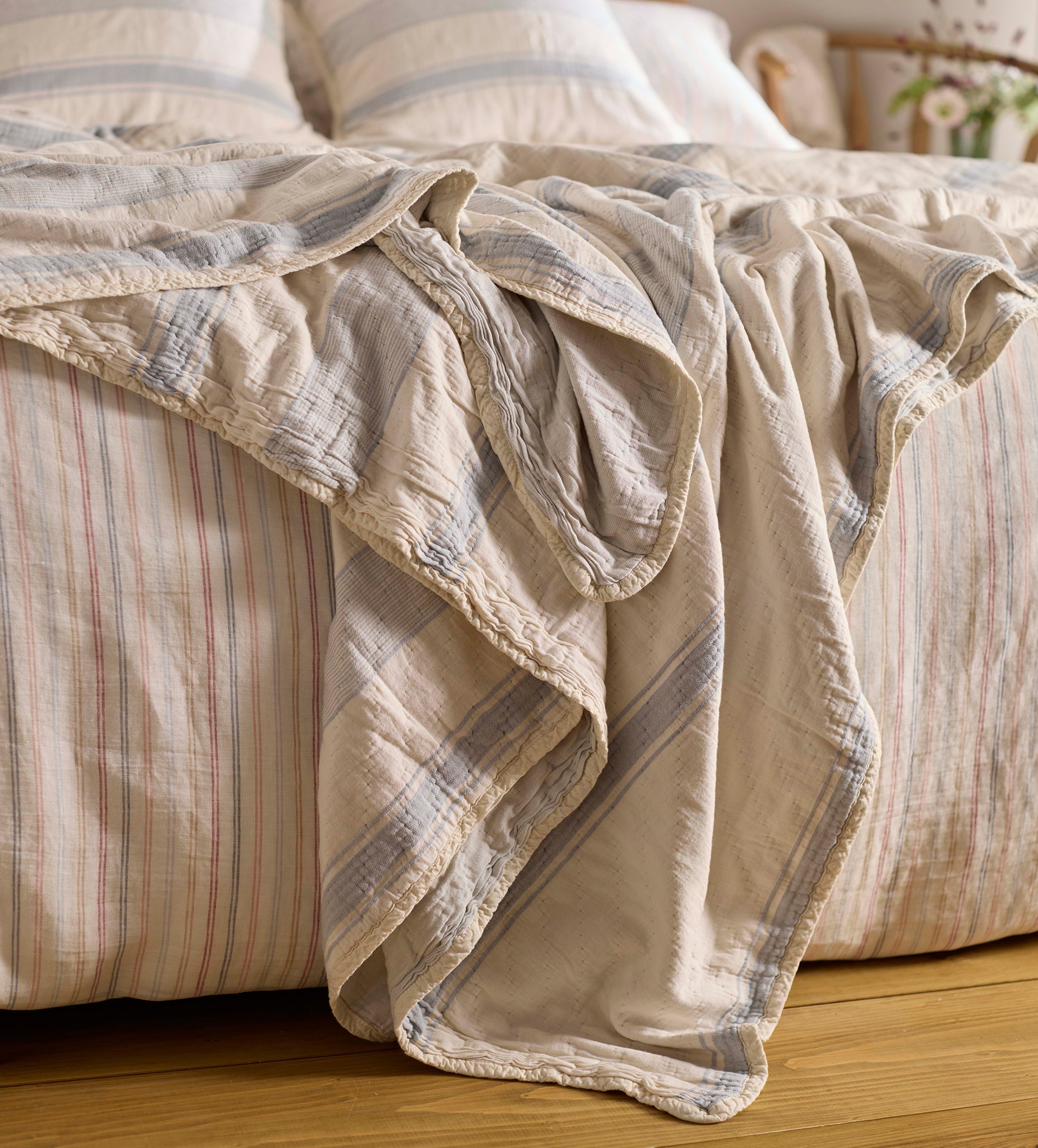 Blue Benji Stripe 100% Cotton Throw