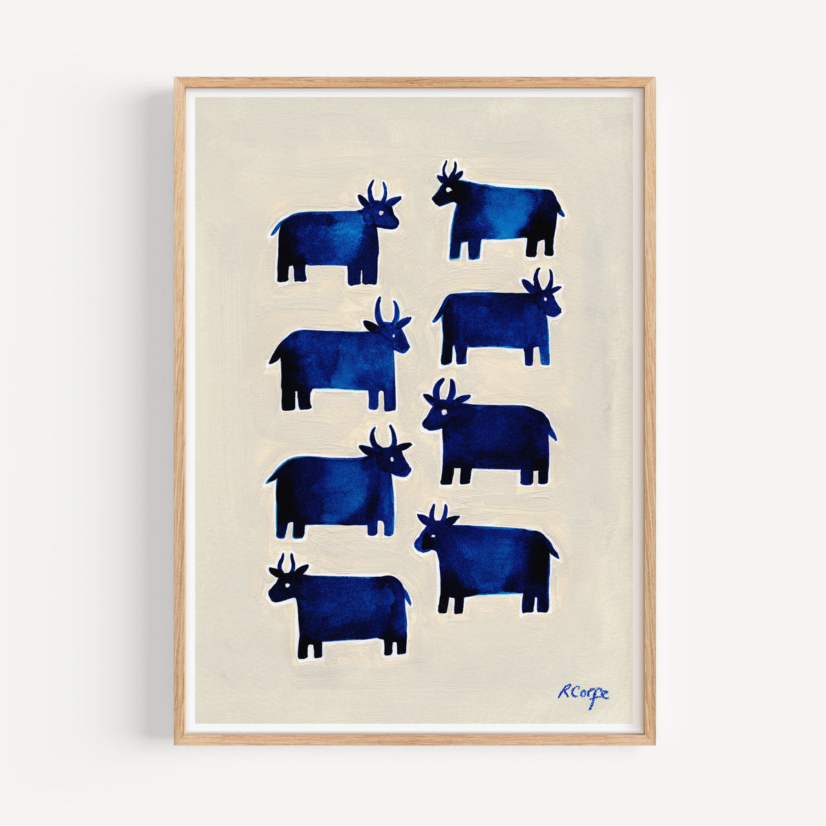 Blue Cows Art Print