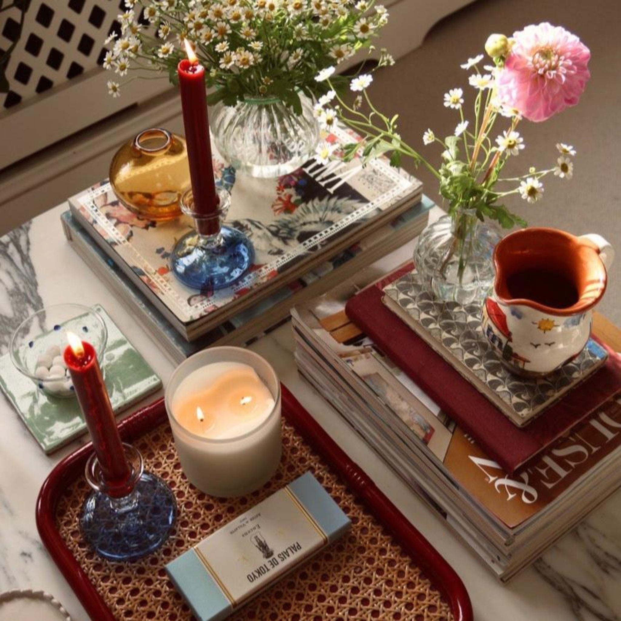 Pebble Glass Candlestick - Blue