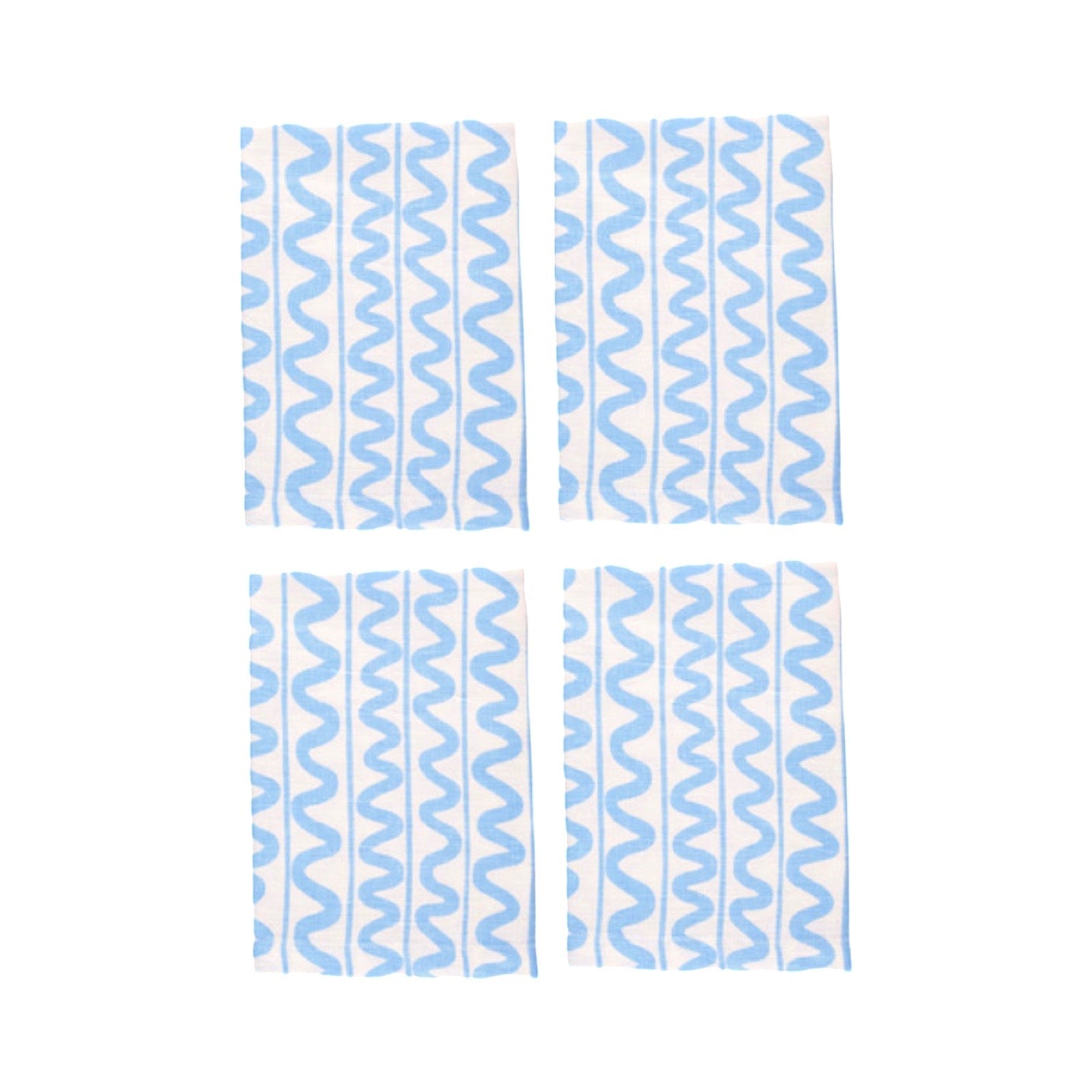 Blue Wiggle Linen Napkin – Handmade Screen Print