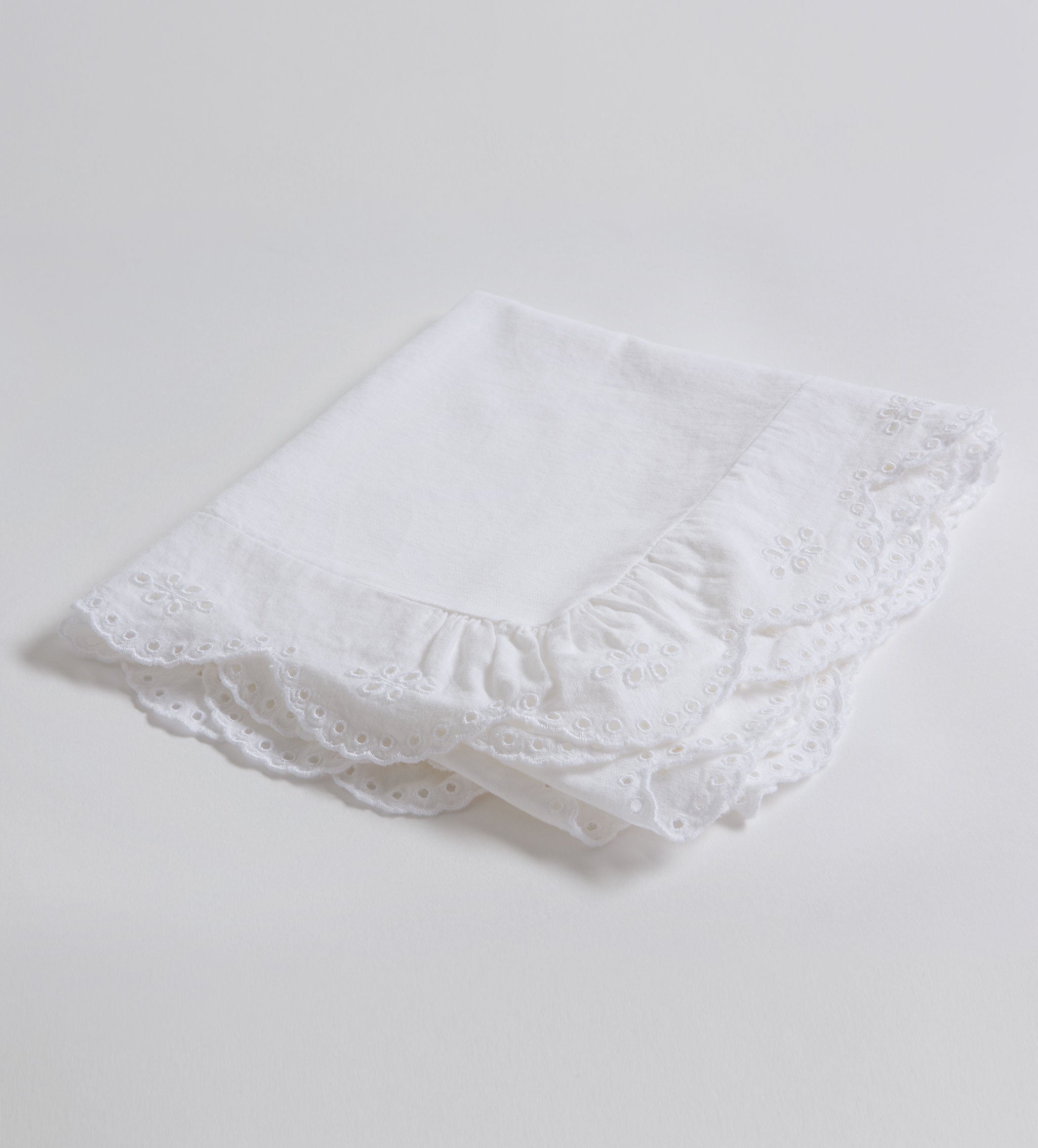 White Bonnie Broderie Cotton Linen Table Runner