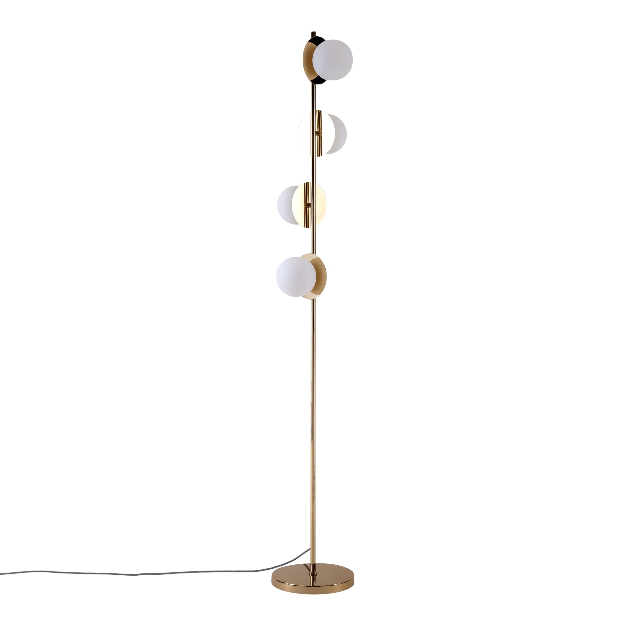 Brass opal disk floor lamp