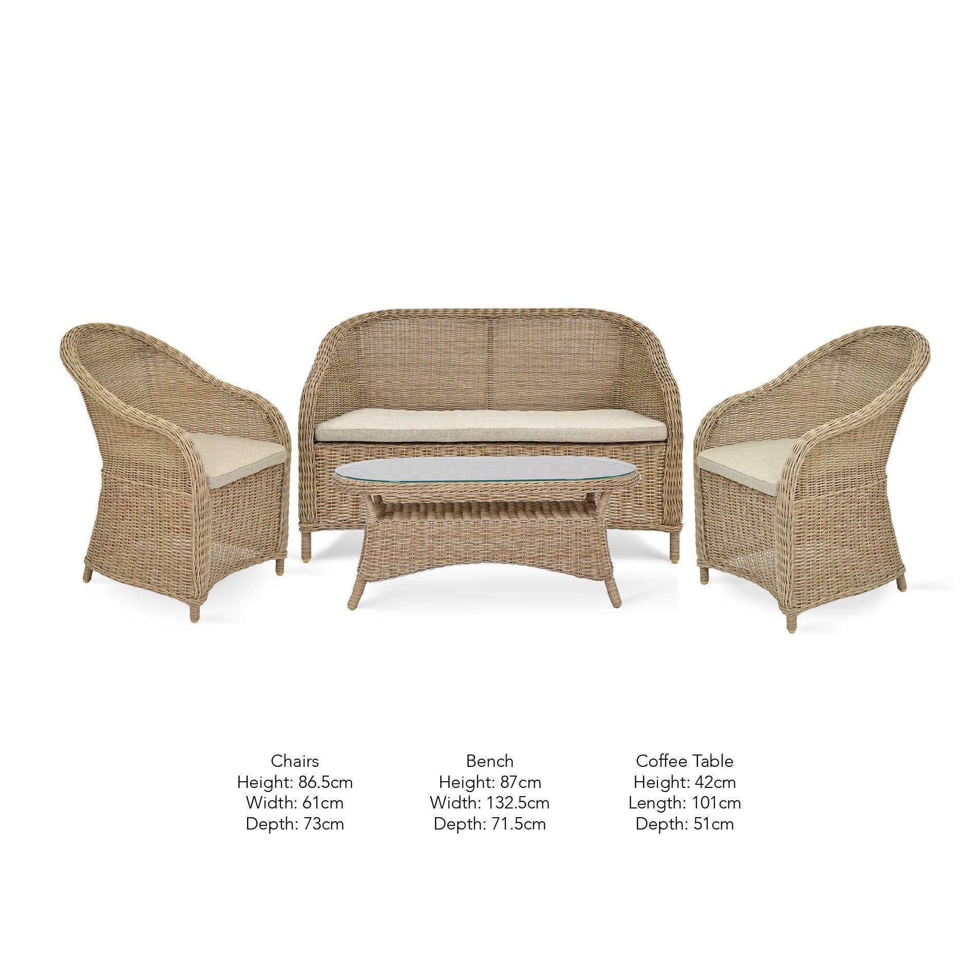 Brayford Sofa, Chairs & Coffee Table Set | Natural