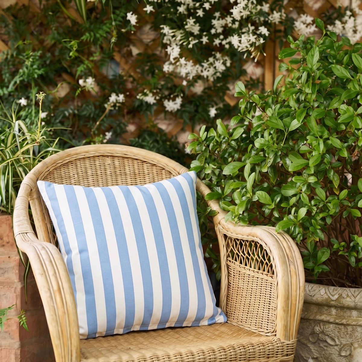 Blue Striped Outdoor Cushion