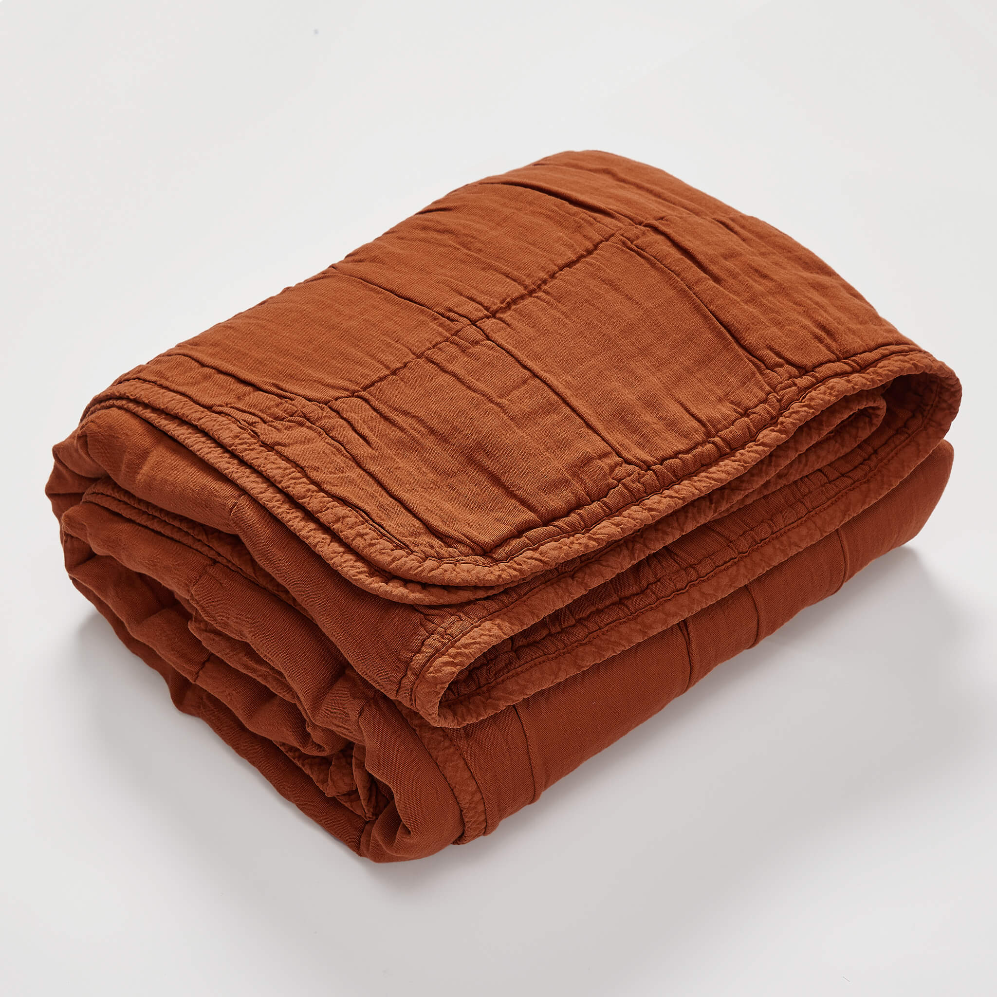 Square Quilted Gauze Blanket - Spice