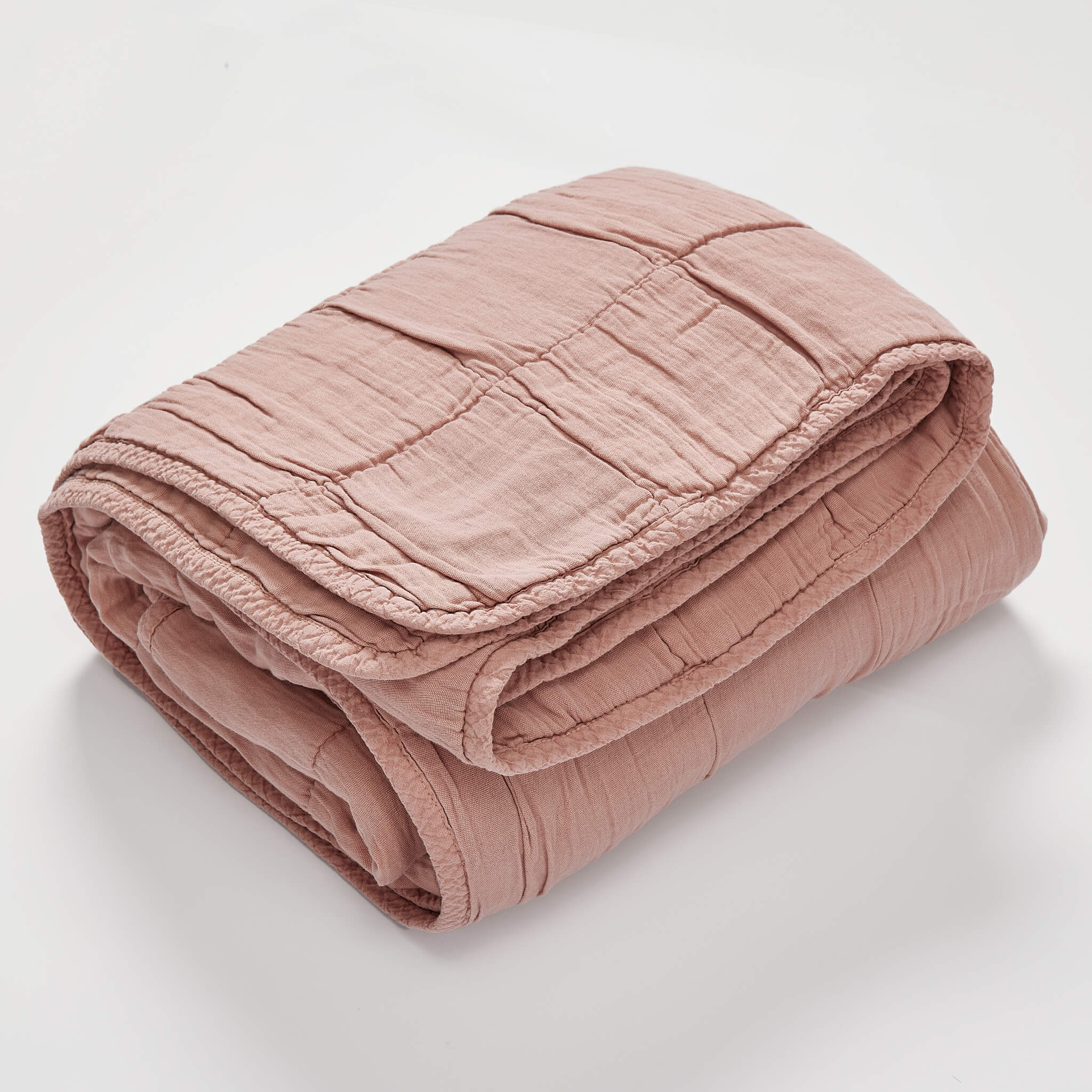 Square Quilted Gauze Blanket - Rose