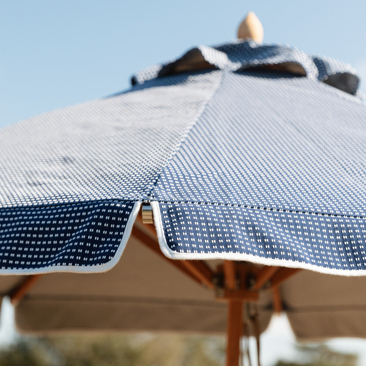 Dots & dashes embroidered parasol with valance