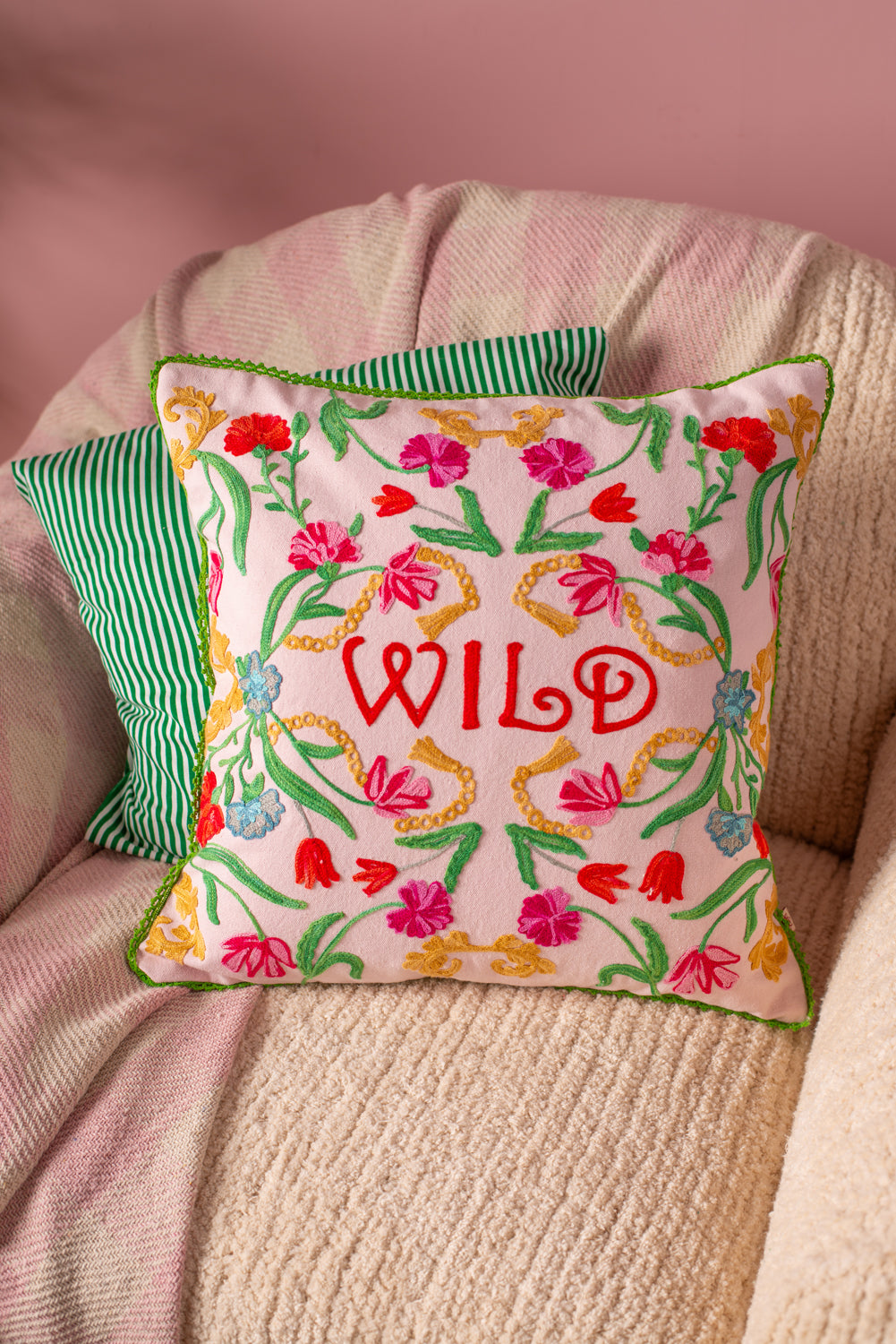 Wild Embroidered Cushion Cover