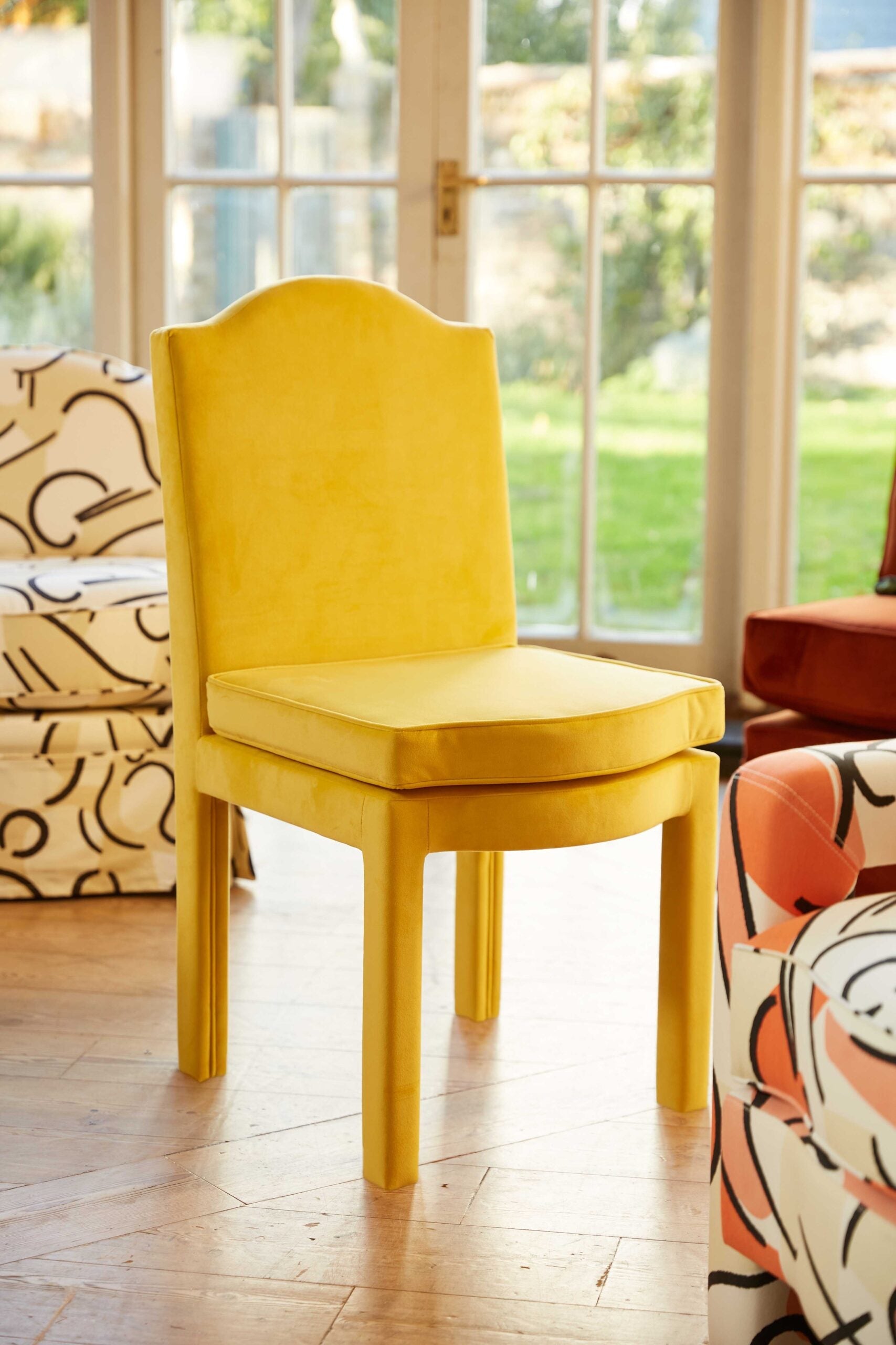 Pair of Leo Dining Chairs, Turmeric Velvet