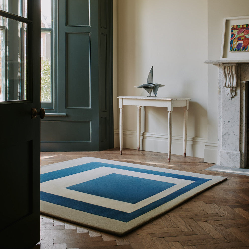 Homage Handtufted Wool Rug | Blue & White | Designed by Josef Albers