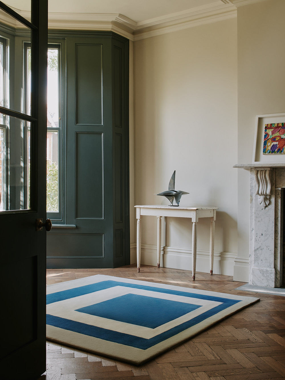 Homage Handtufted Wool Rug | Blue & White | Designed by Josef Albers