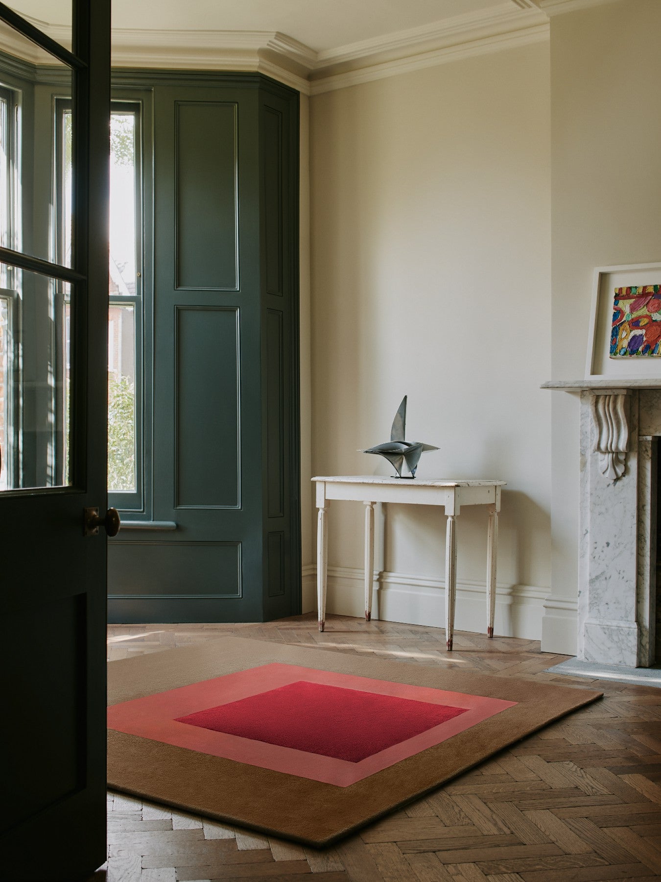 Equivicol, 1962 Handtufted Wool Rug | Red & Brown | Designed by Josef Albers
