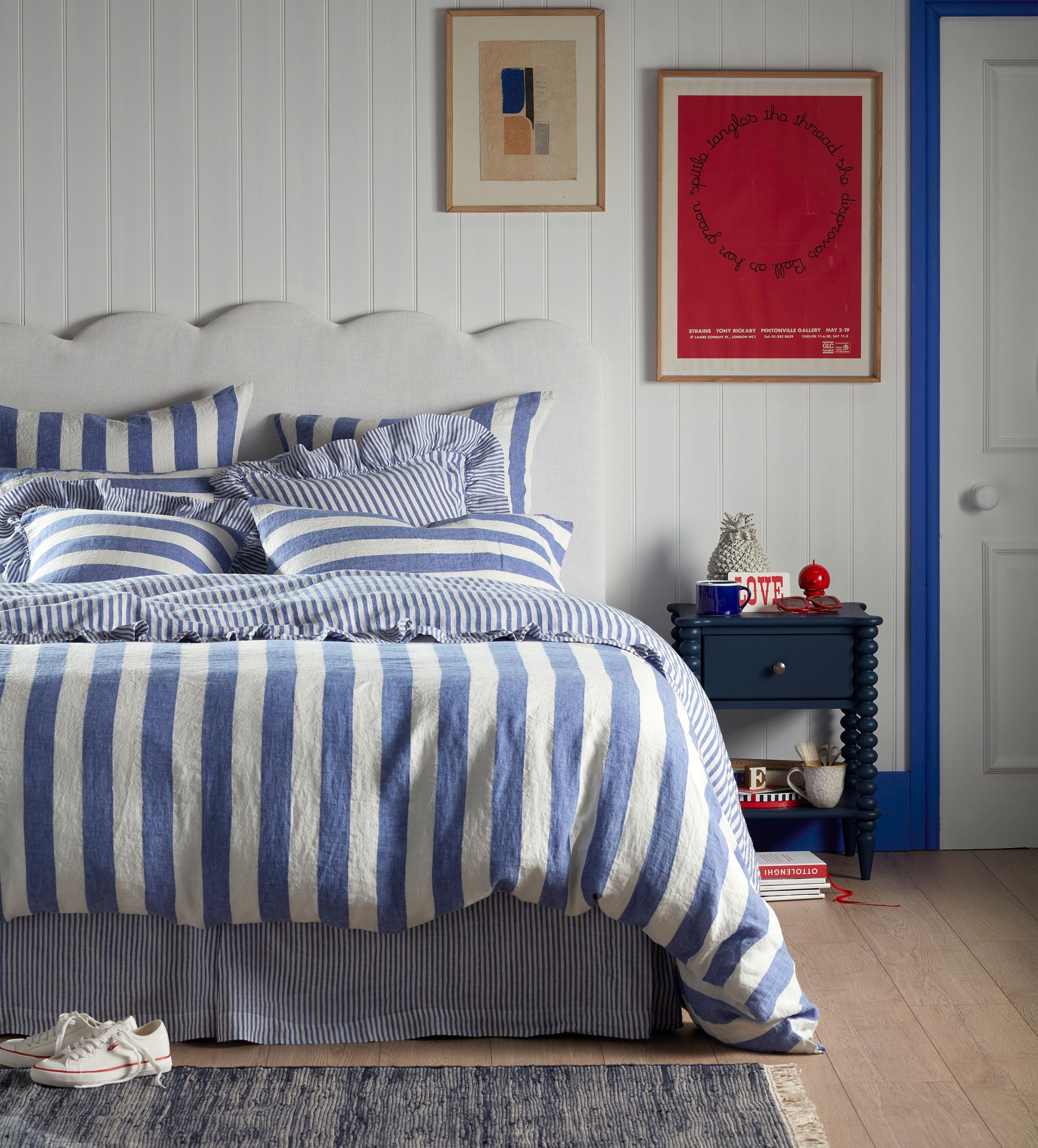 Cobalt Cora Stripe Linen Valance
