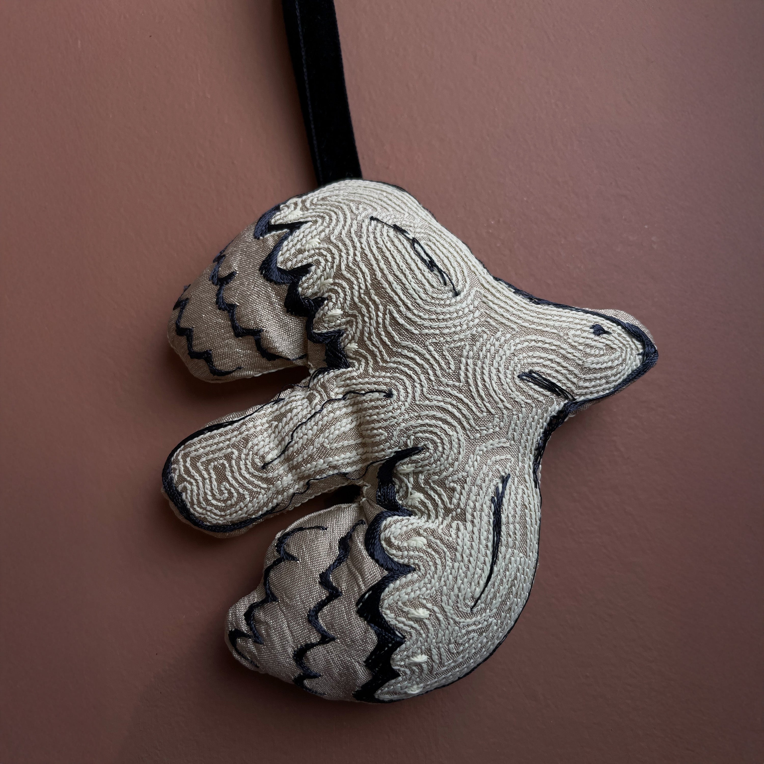 Festive Hanging Decoration - Ecru and Navy
