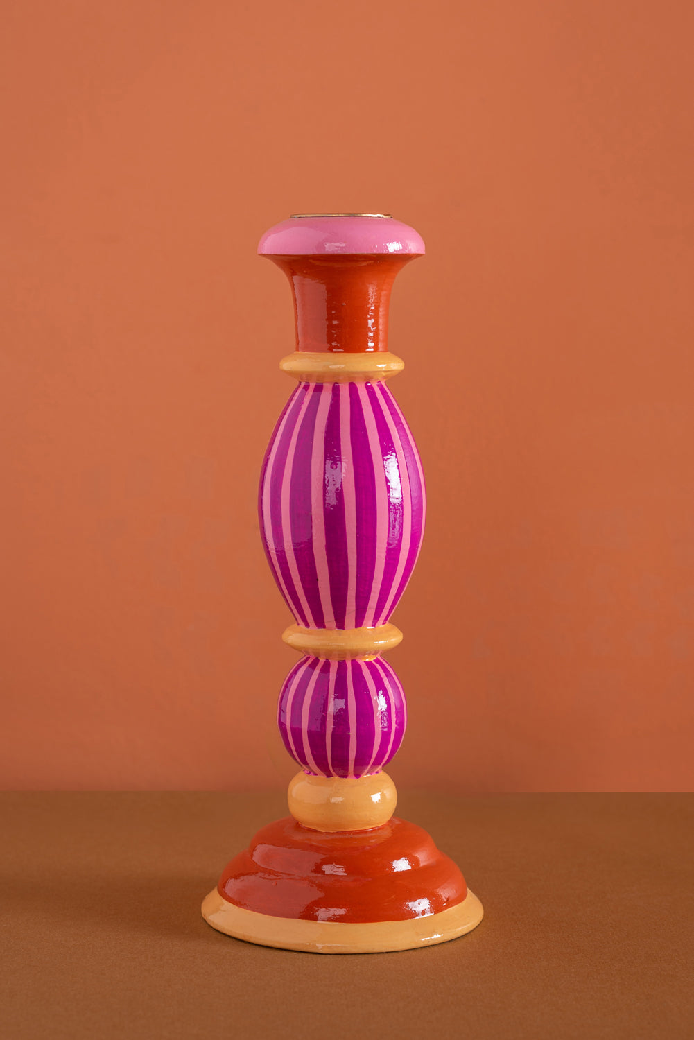 Bright Tones Hand Painted Wooden Candle Holders