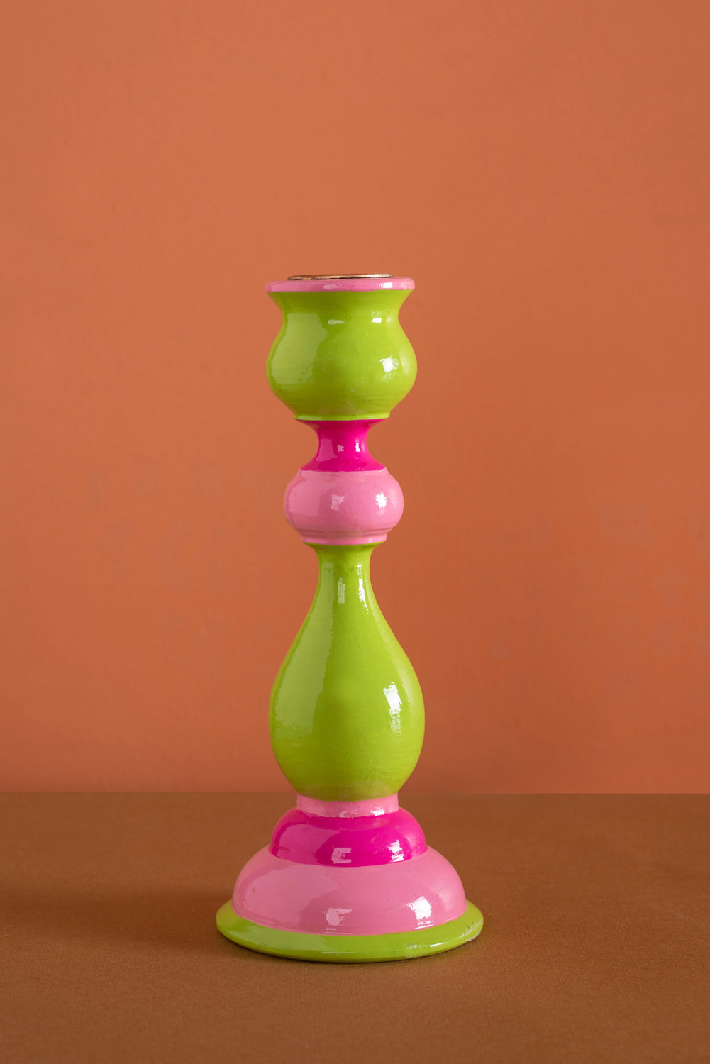 Bright Tones Hand Painted Wooden Candle Holders