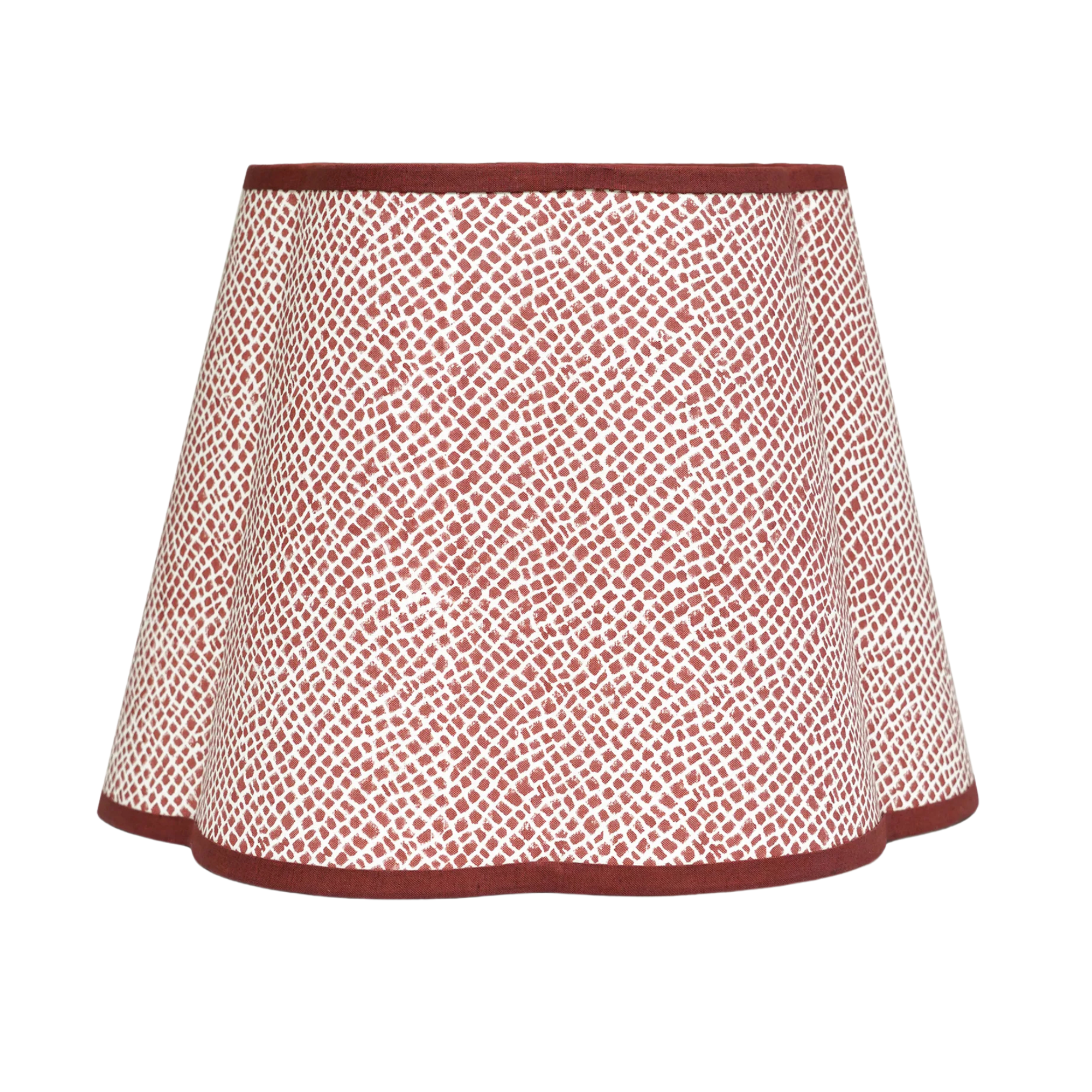 Calcada Tile Print Scalloped Lampshade - Red