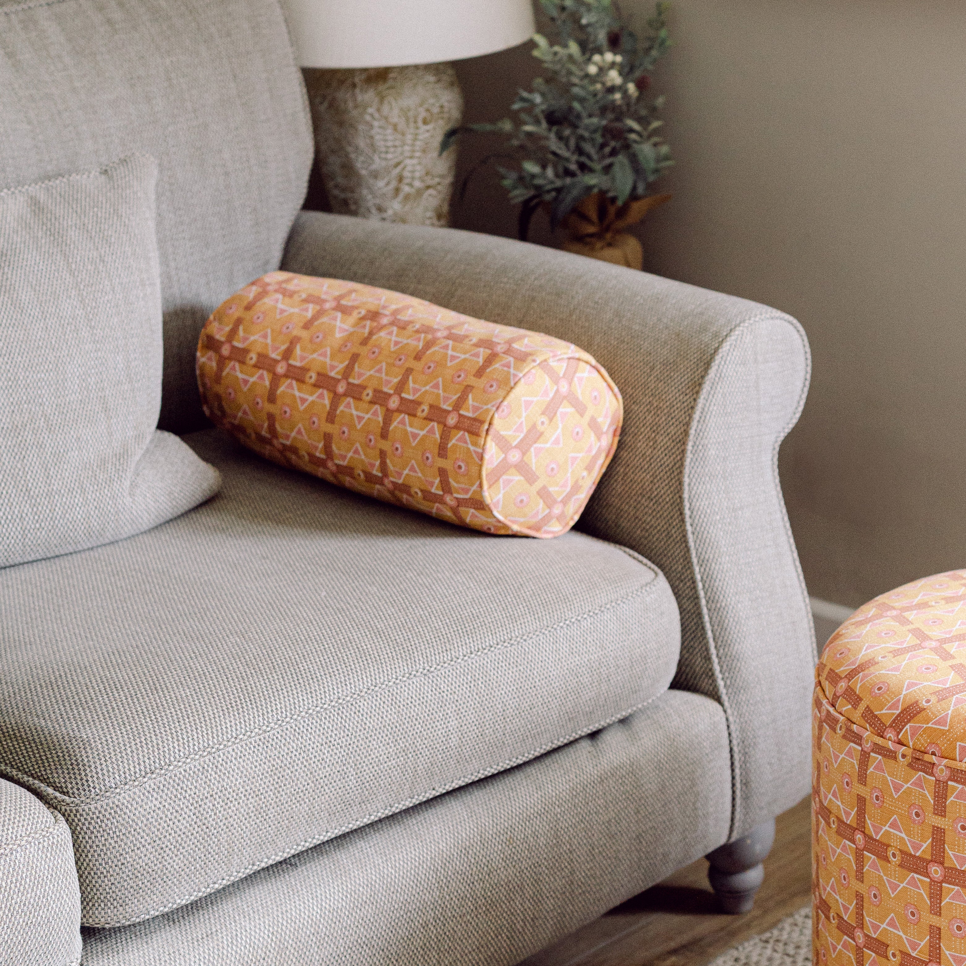 Brown Charbagh Bolster Cushion