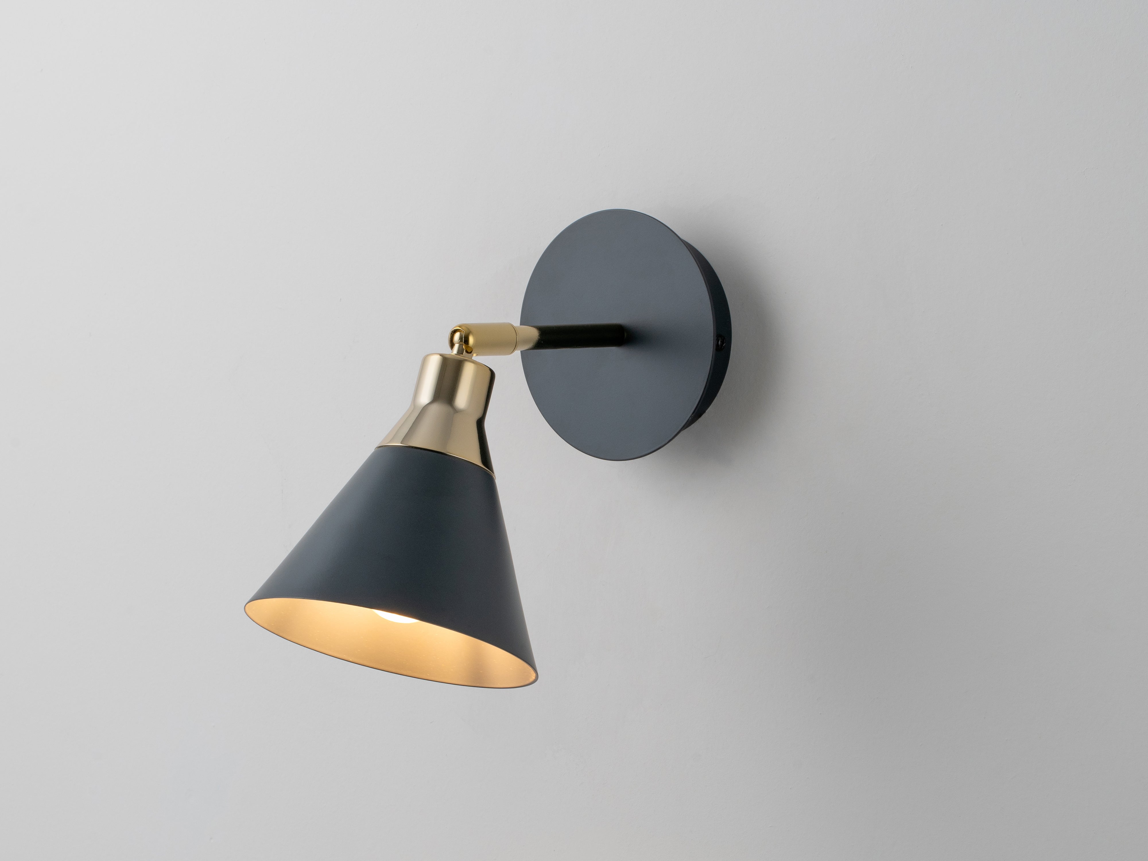 Charcoal grey cone wall light