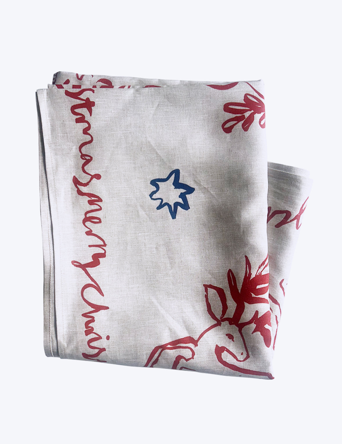 Cherubs & Reindeer Linen Tablecloth