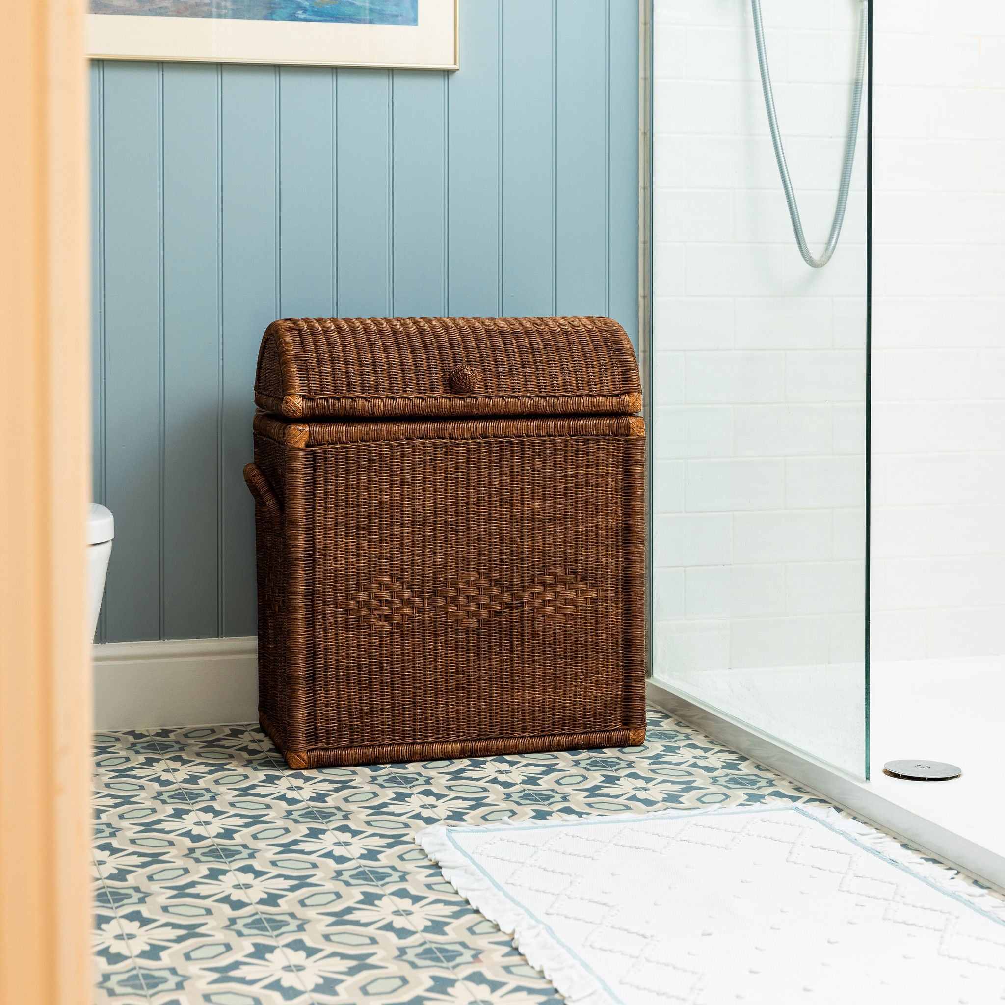 Chest Rattan Laundry Basket (Teak)