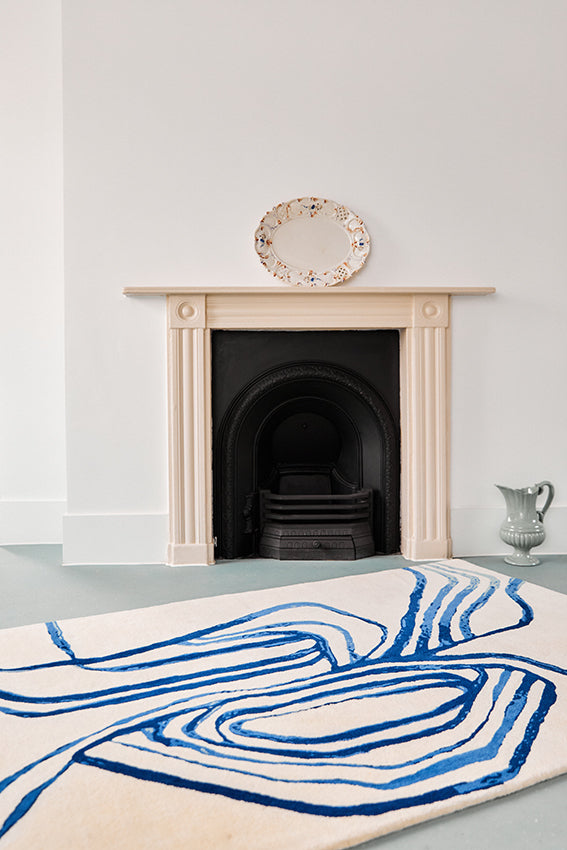 Aoueilles Handtufted Wool Rug | Blue & White | Designed by Tanya Ling