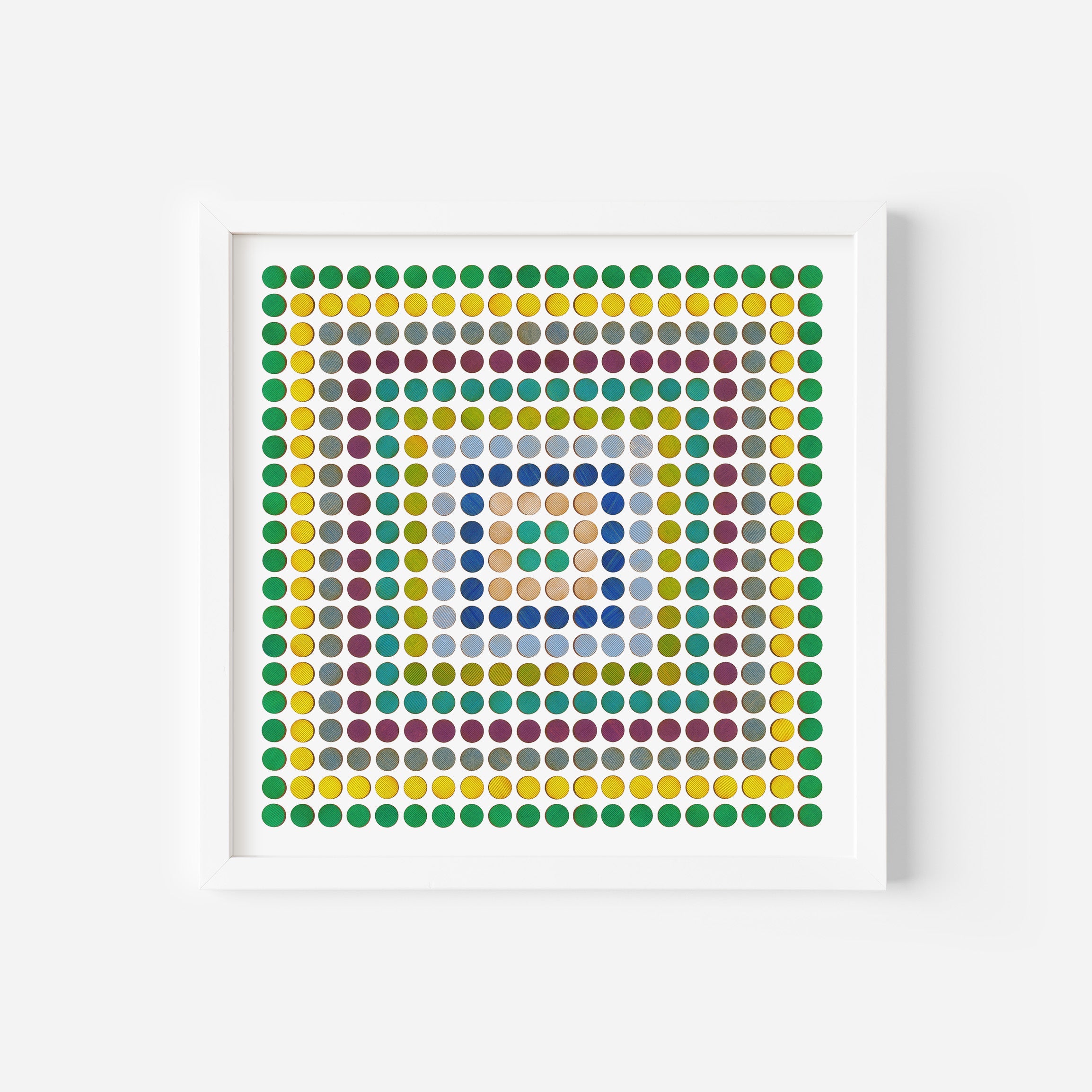 Painted Dot Collage Concentric Squares Print